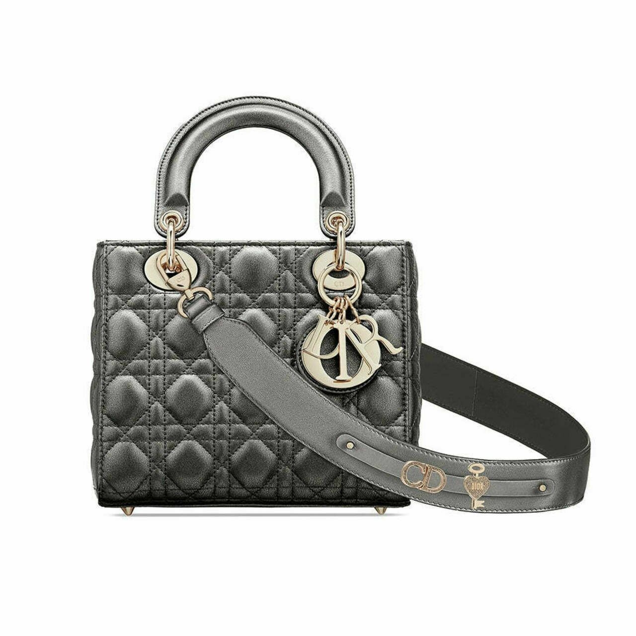 Small Lady D My ABCD Cannage Lambskin Bag Gunmetal