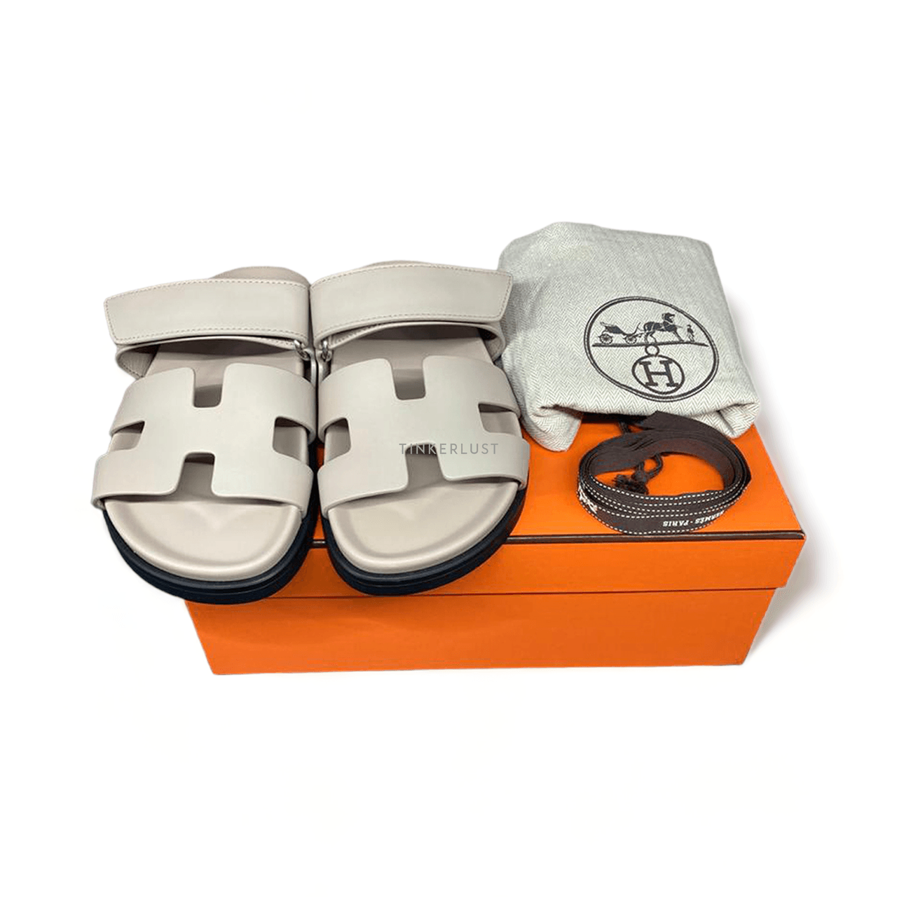 Hermes Chypre Broken White Mastic Sandals