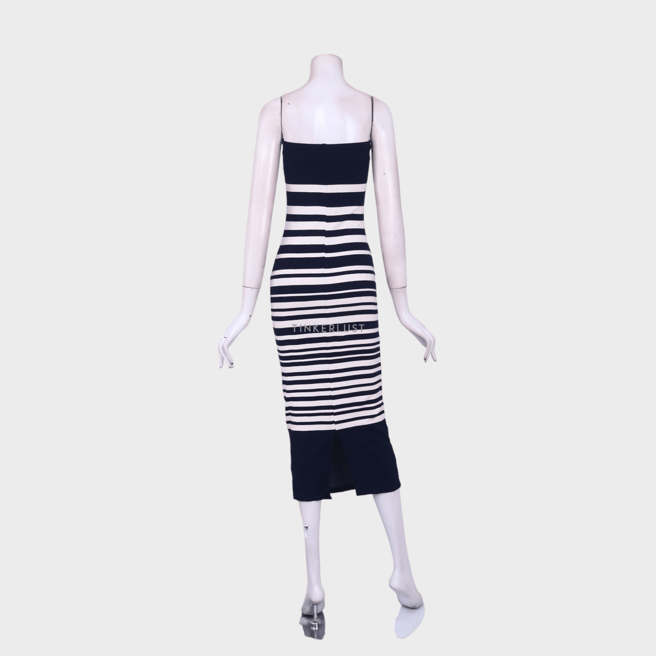 Zara Navy & White Stripes Tube Midi Dress