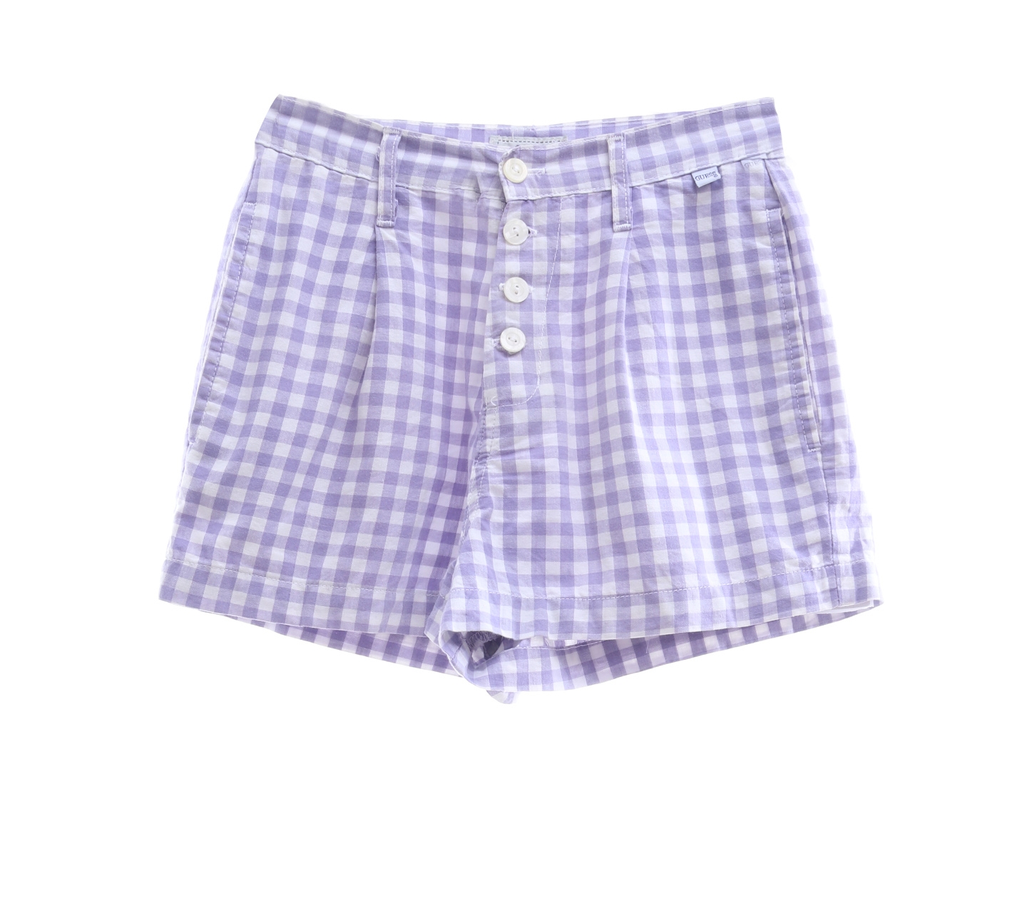 Guess Purple and White Plaid Short Pants