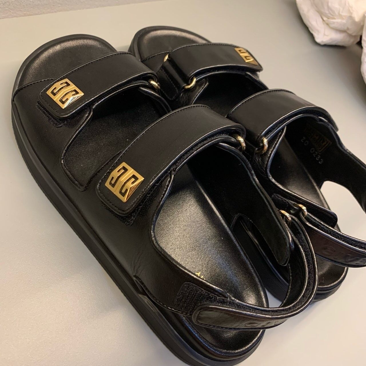 Givenchy 4G Emblem Double Strap Sandals Black