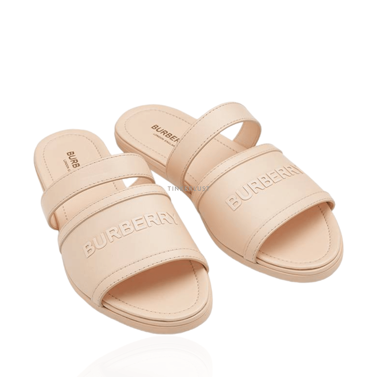 Burberry Women Honour Flat Sandals in Pale Peach	