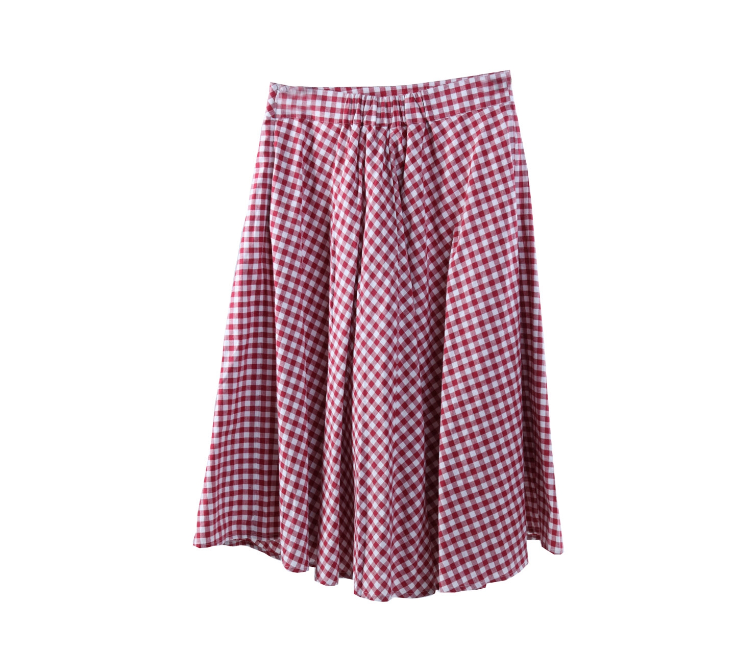 Cotton Ink Red And White Plaid Mini Skirt