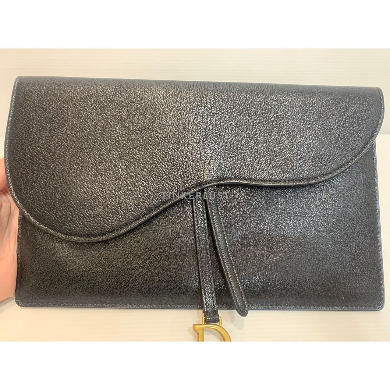 Christian Dior Saddle Goatskin Black GHW 2024 Clutch 