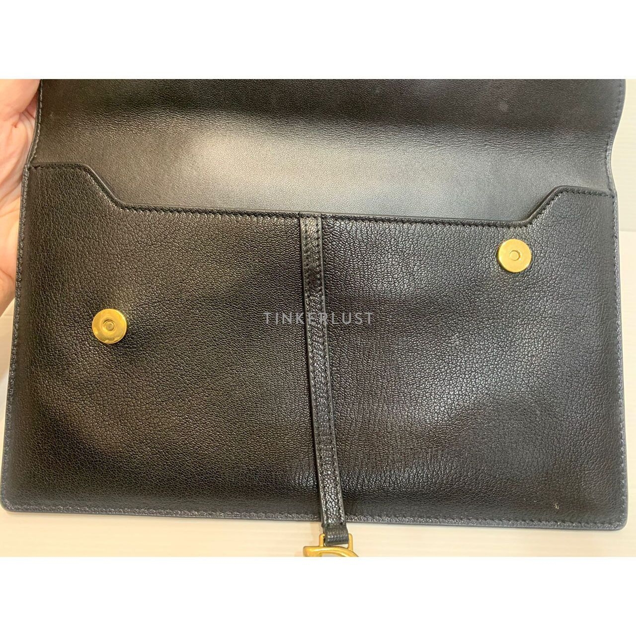 Christian Dior Saddle Goatskin Black GHW 2024 Clutch 