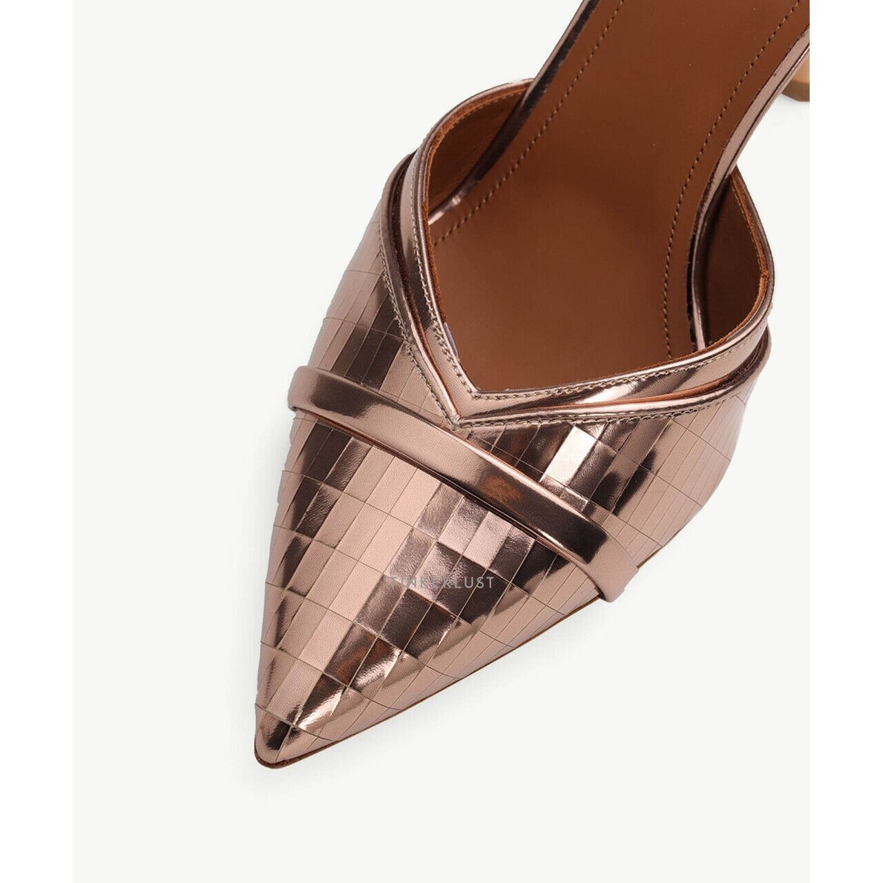 Malone Souilers Jil Heeled Mules 90mm Mirror Leather in Brass/Brash Heels