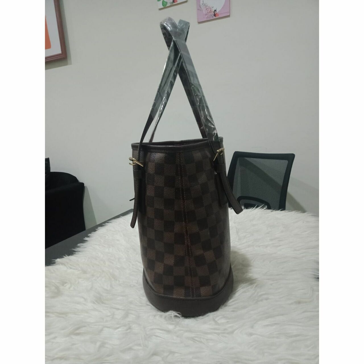 Louis Vuitton Marais Damier Ebene Bucket Shoulder Bag