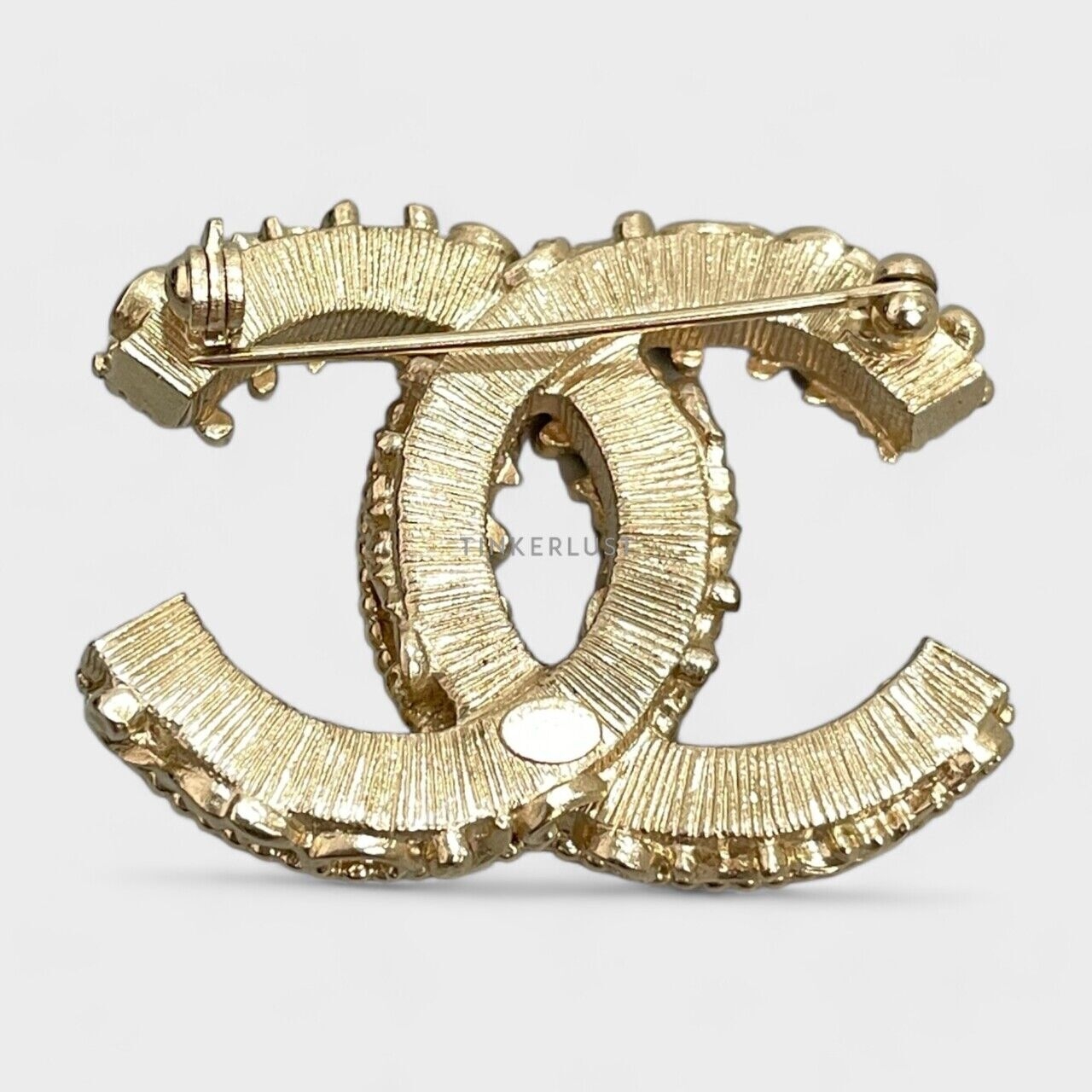 Chanel Enamel CC Baroque Green And Gold Brooch 