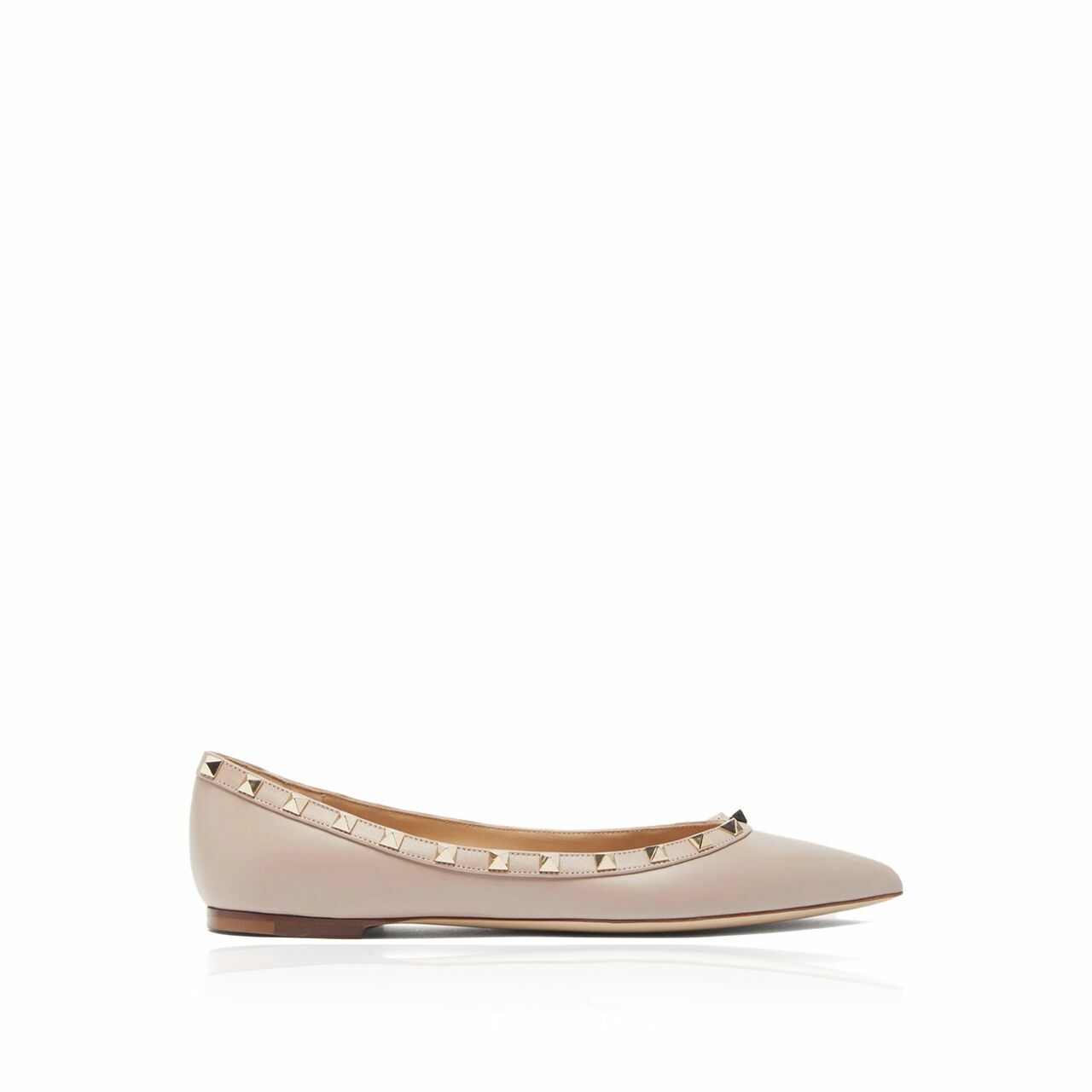 Valentino Garavani Rockstud Ballerina Flat in Poudre Calf	