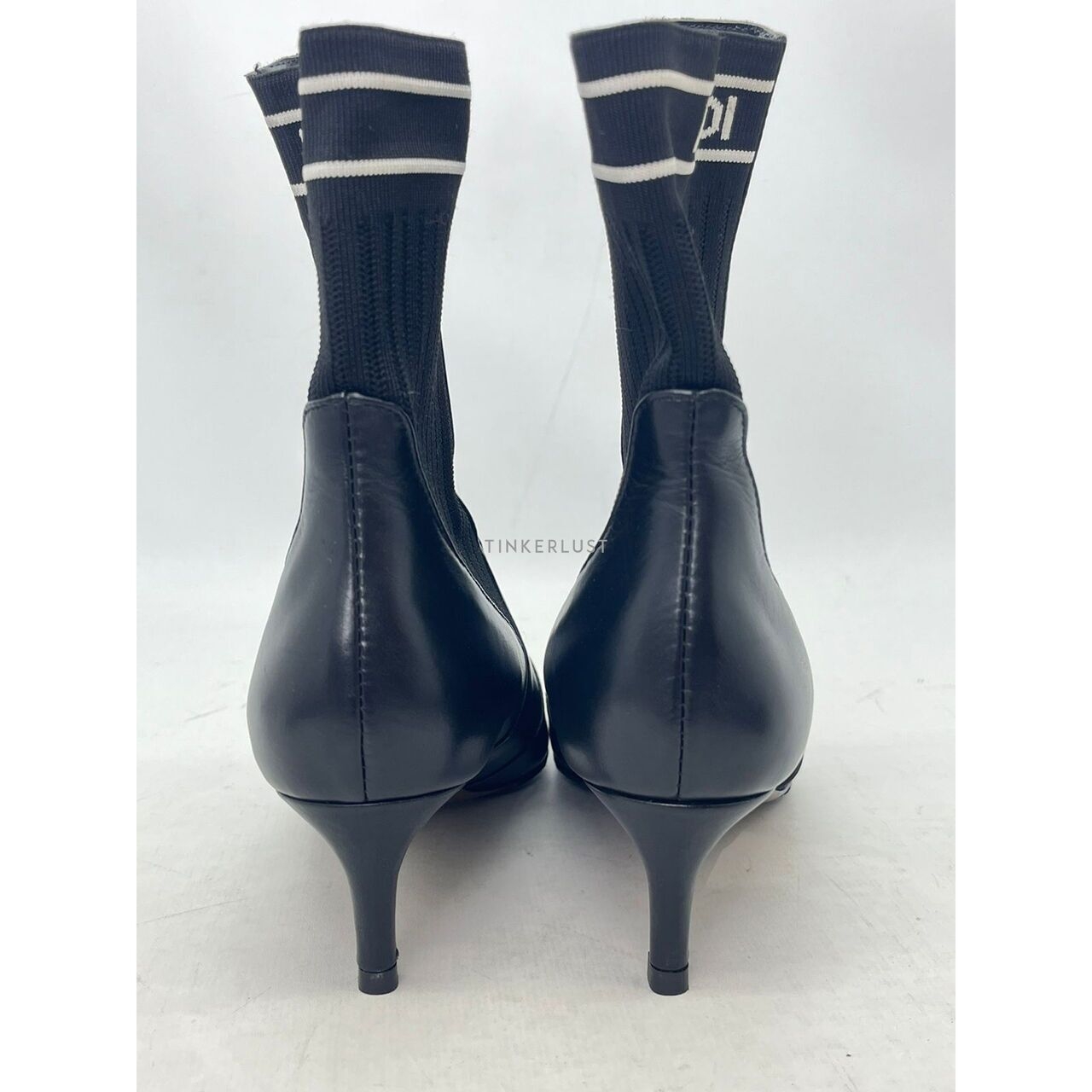 Fendi Rockoko Black Leather Ankle Boots