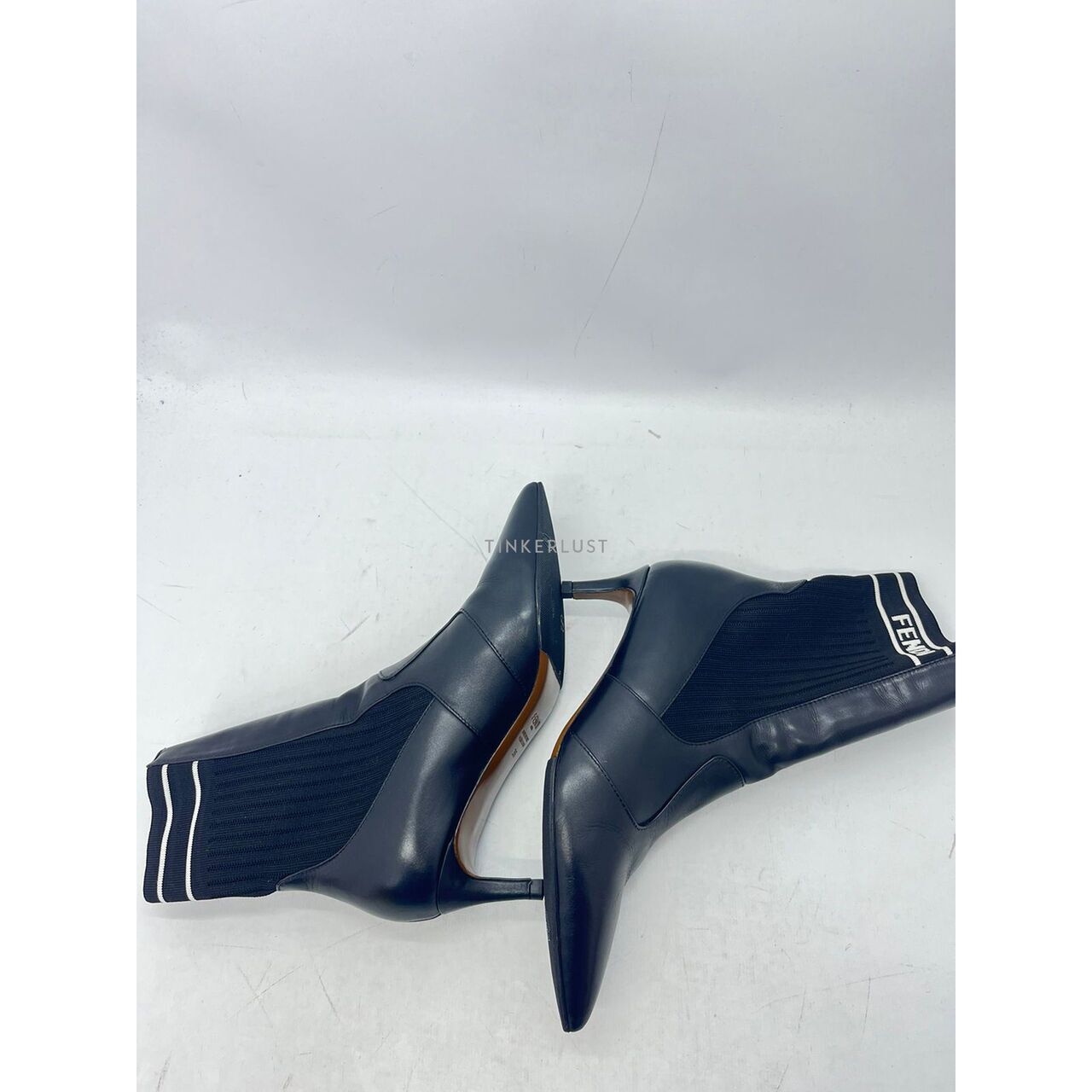 Fendi Rockoko Black Leather Ankle Boots