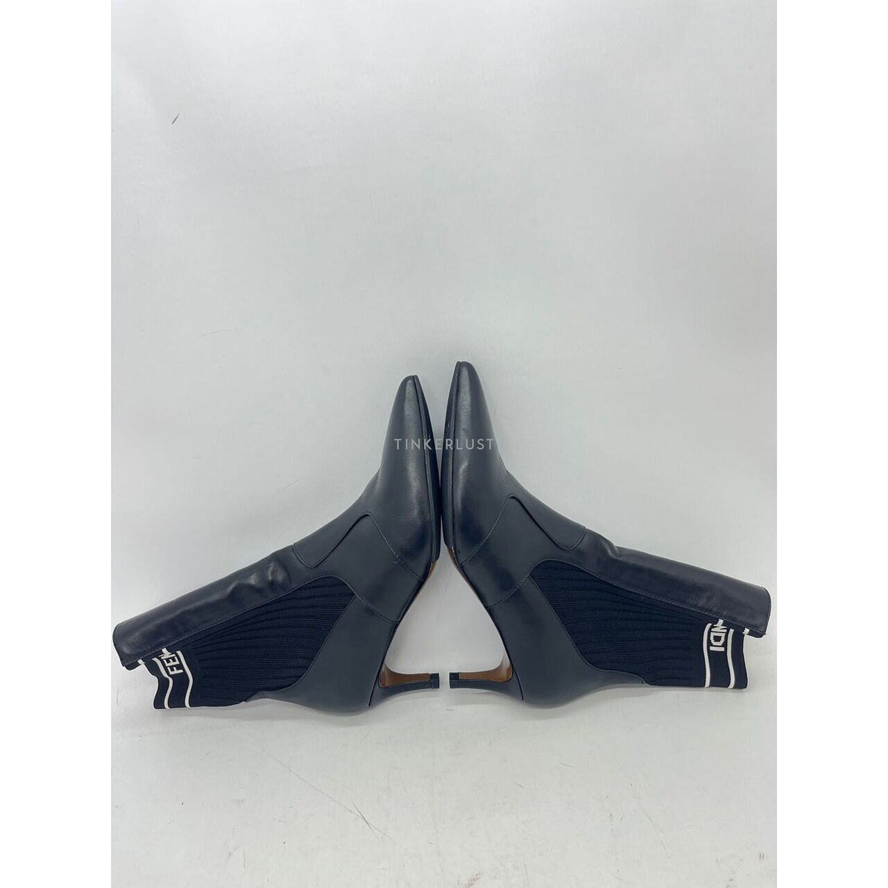 Fendi Rockoko Black Leather Ankle Boots