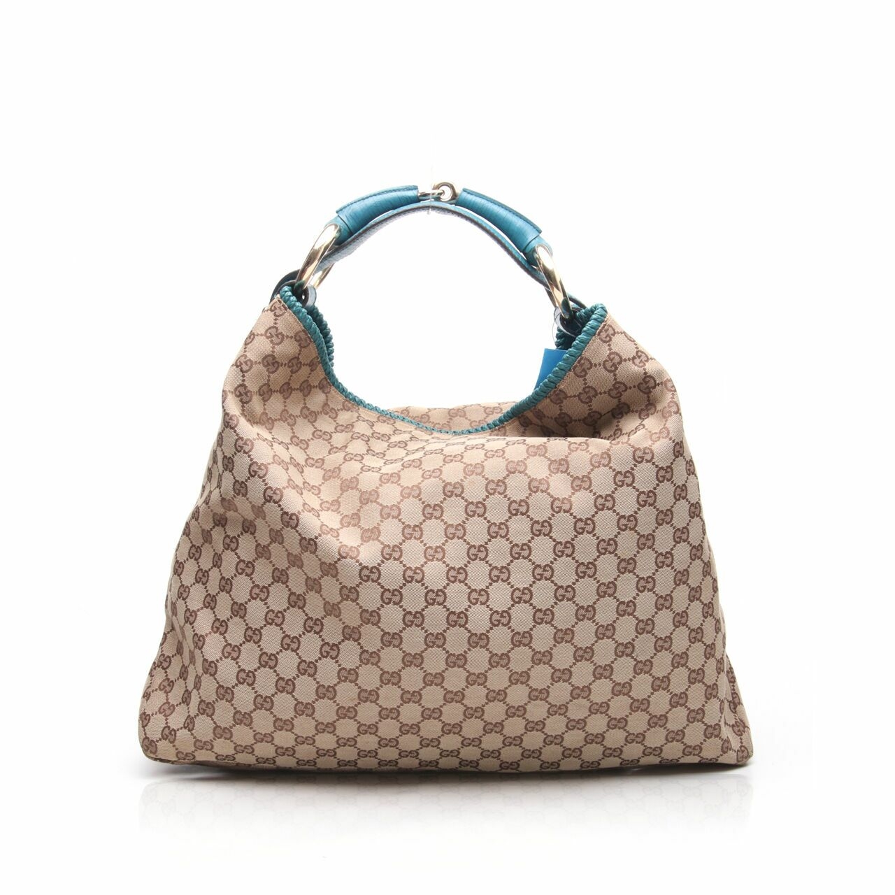 Gucci GG Canvas Horsebit Hobo List Blue Tote Bag