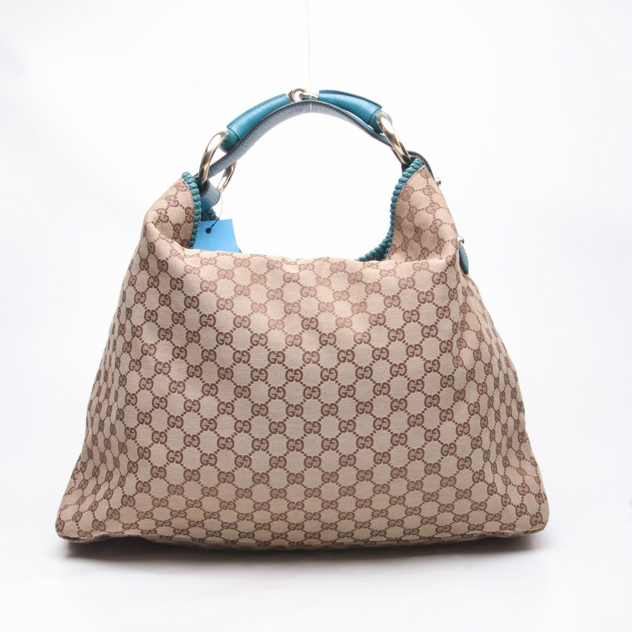 Gucci GG Canvas Horsebit Hobo List Blue Tote Bag