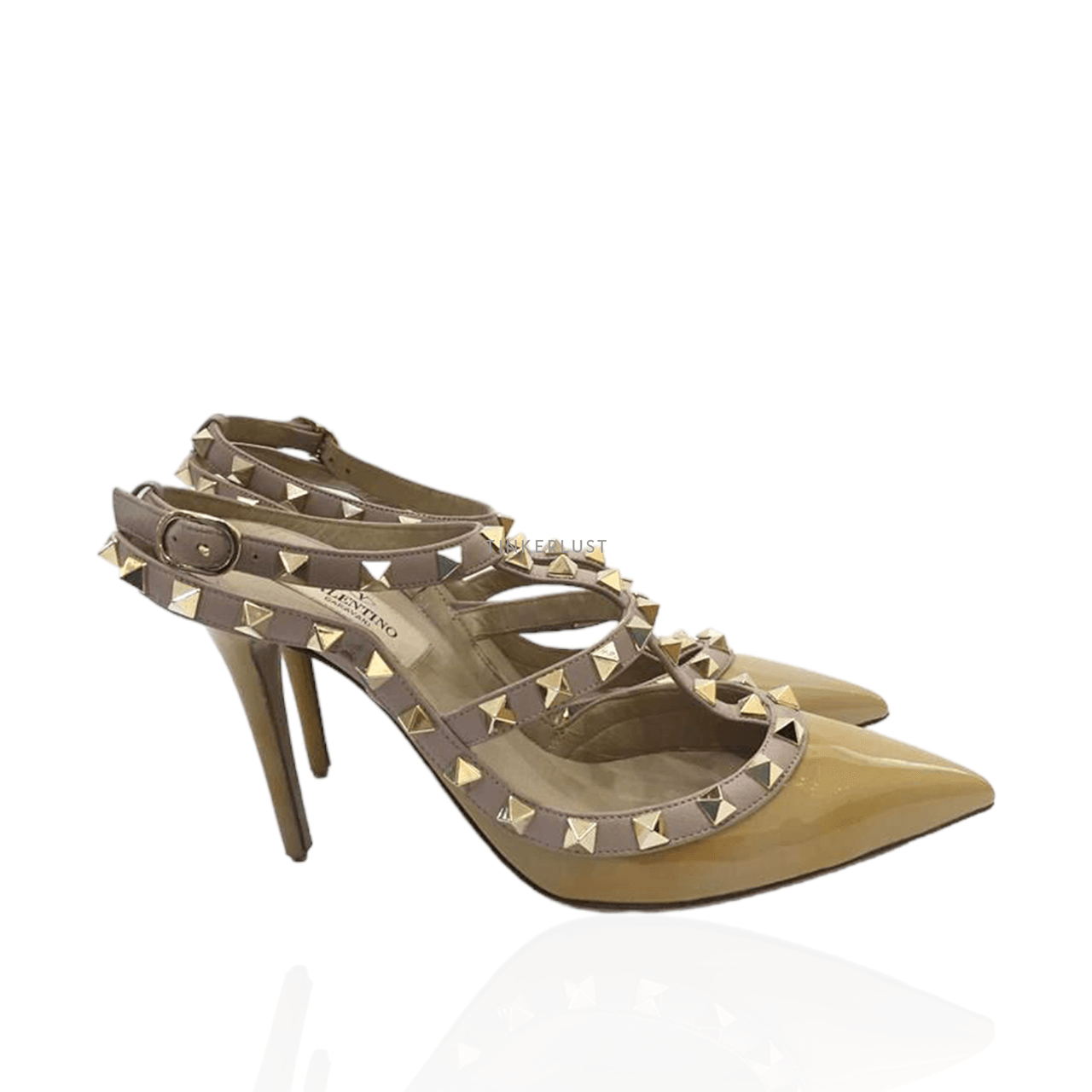 Valentino Garavani Rockstud Heels Nude Patent Leather