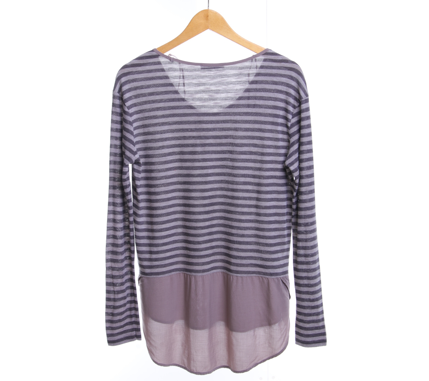 Zara Grey And Taupe Striped Horizontal Blouse