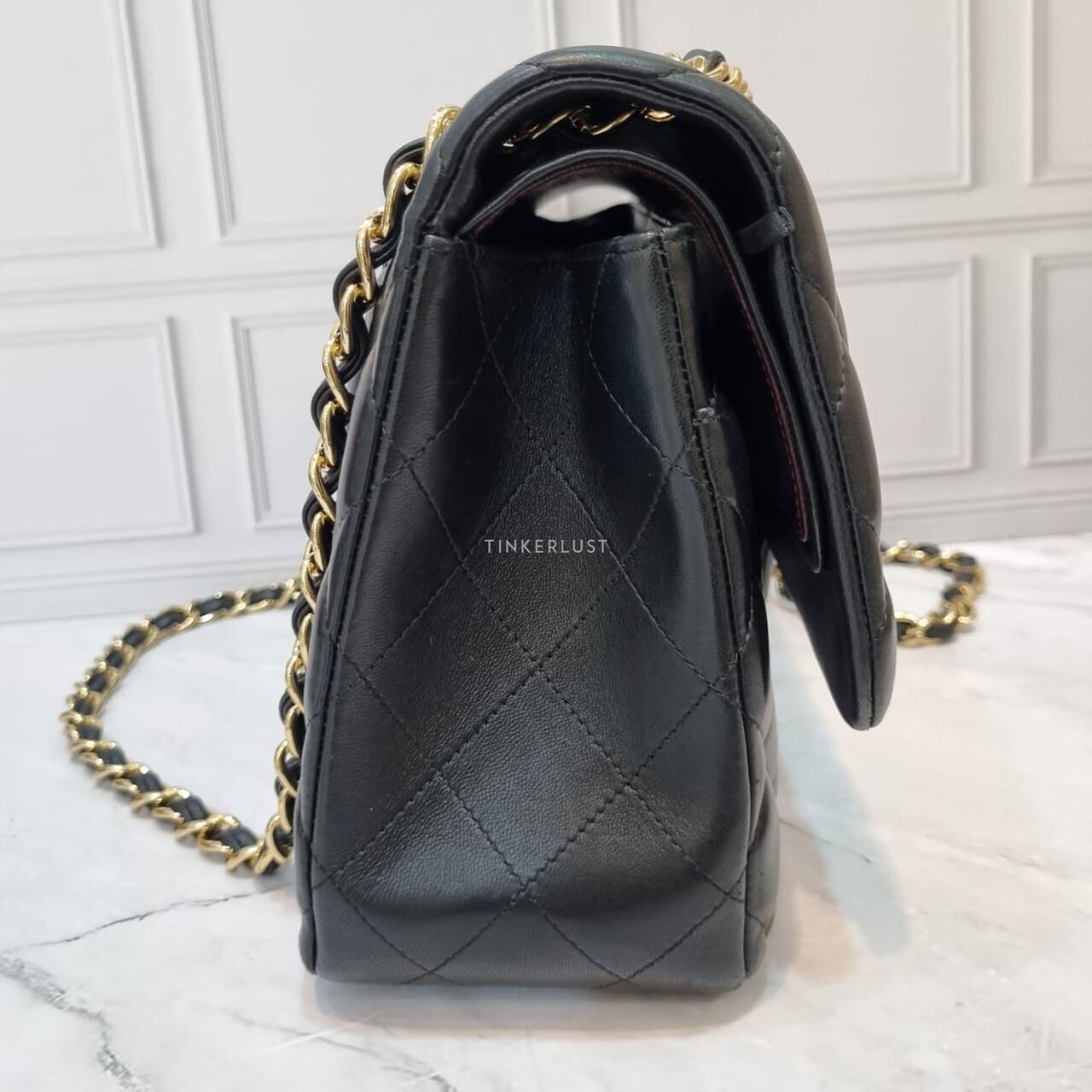 Chanel Jumbo Lambskin Black Double Flap GHW # 19 Soulder Bag