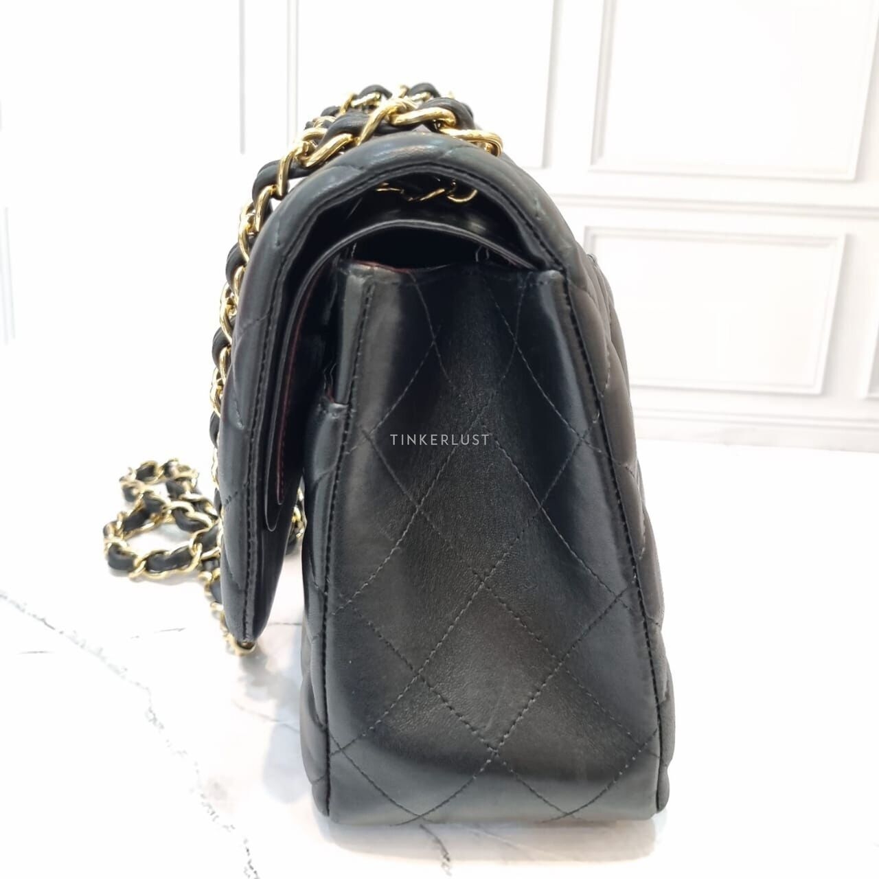 Chanel Jumbo Lambskin Black Double Flap GHW # 19 Soulder Bag