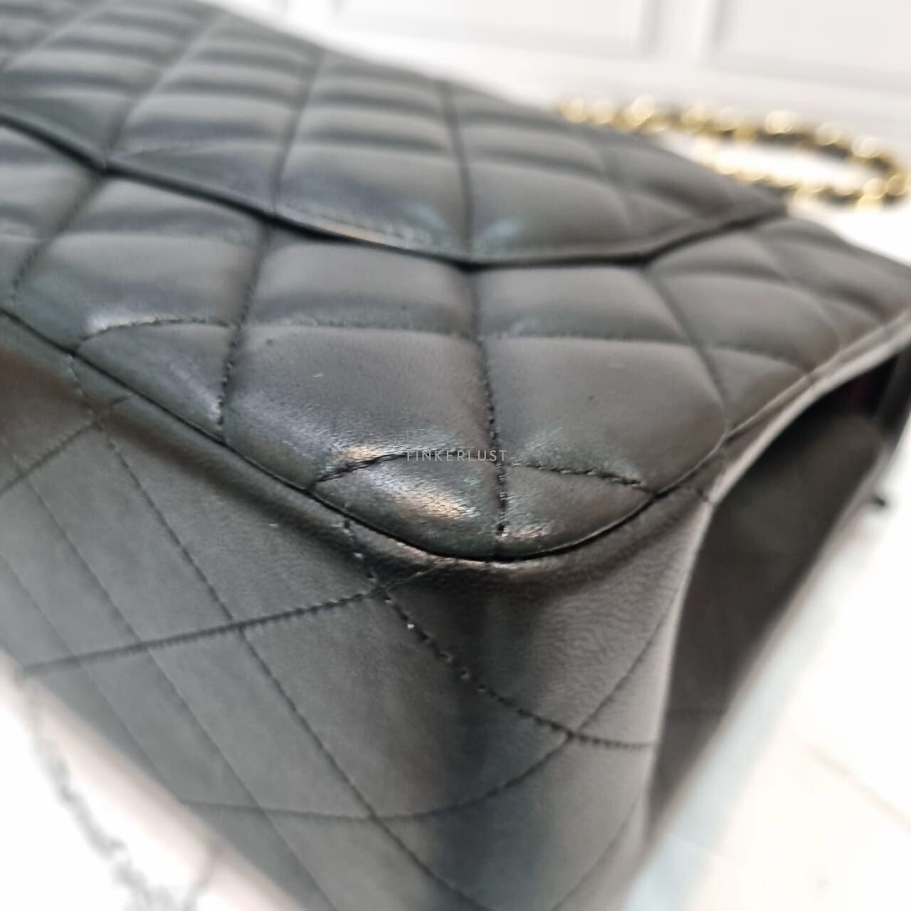 Chanel Jumbo Lambskin Black Double Flap GHW # 19 Soulder Bag