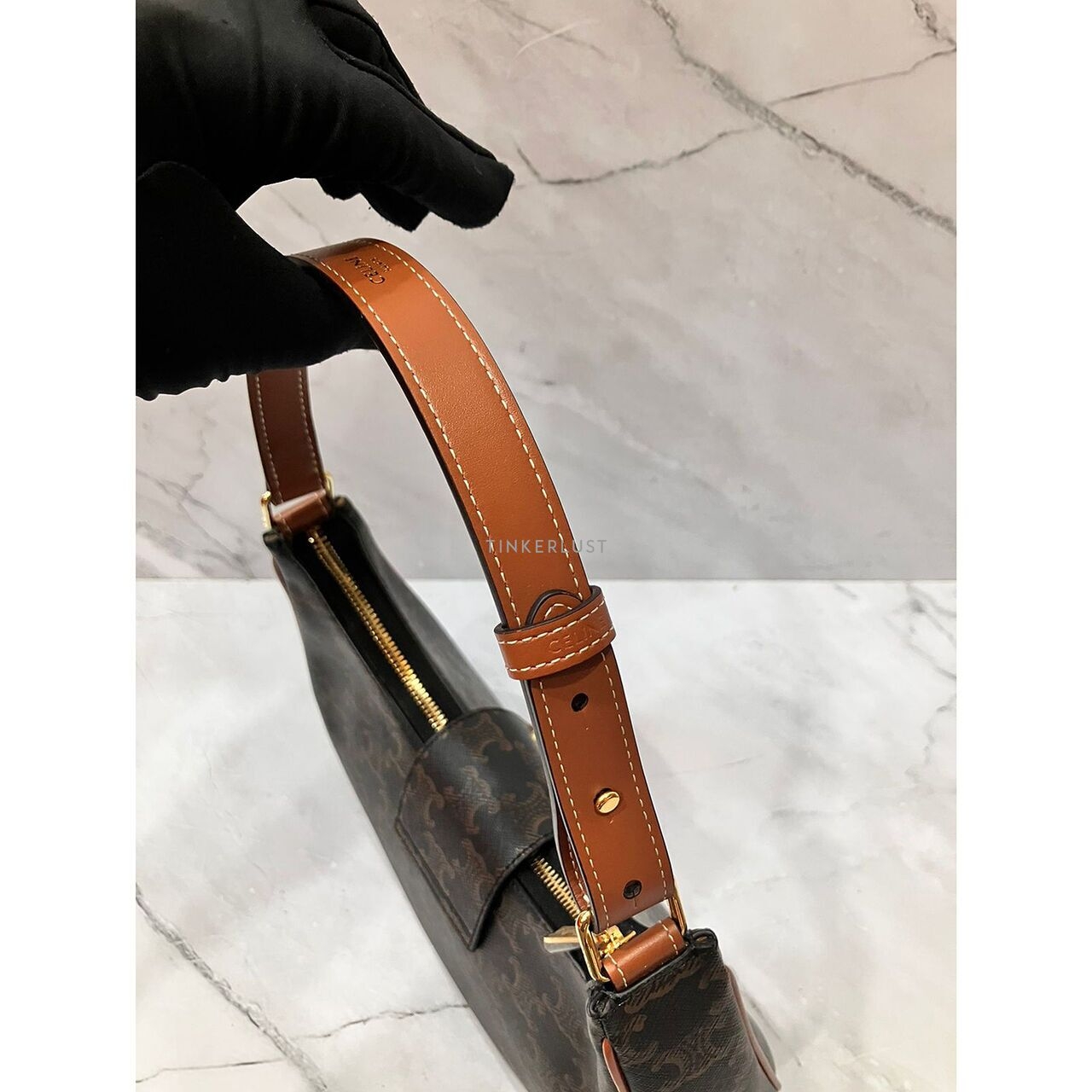 Celine Ava Triomphe Tan Shoulder Bag