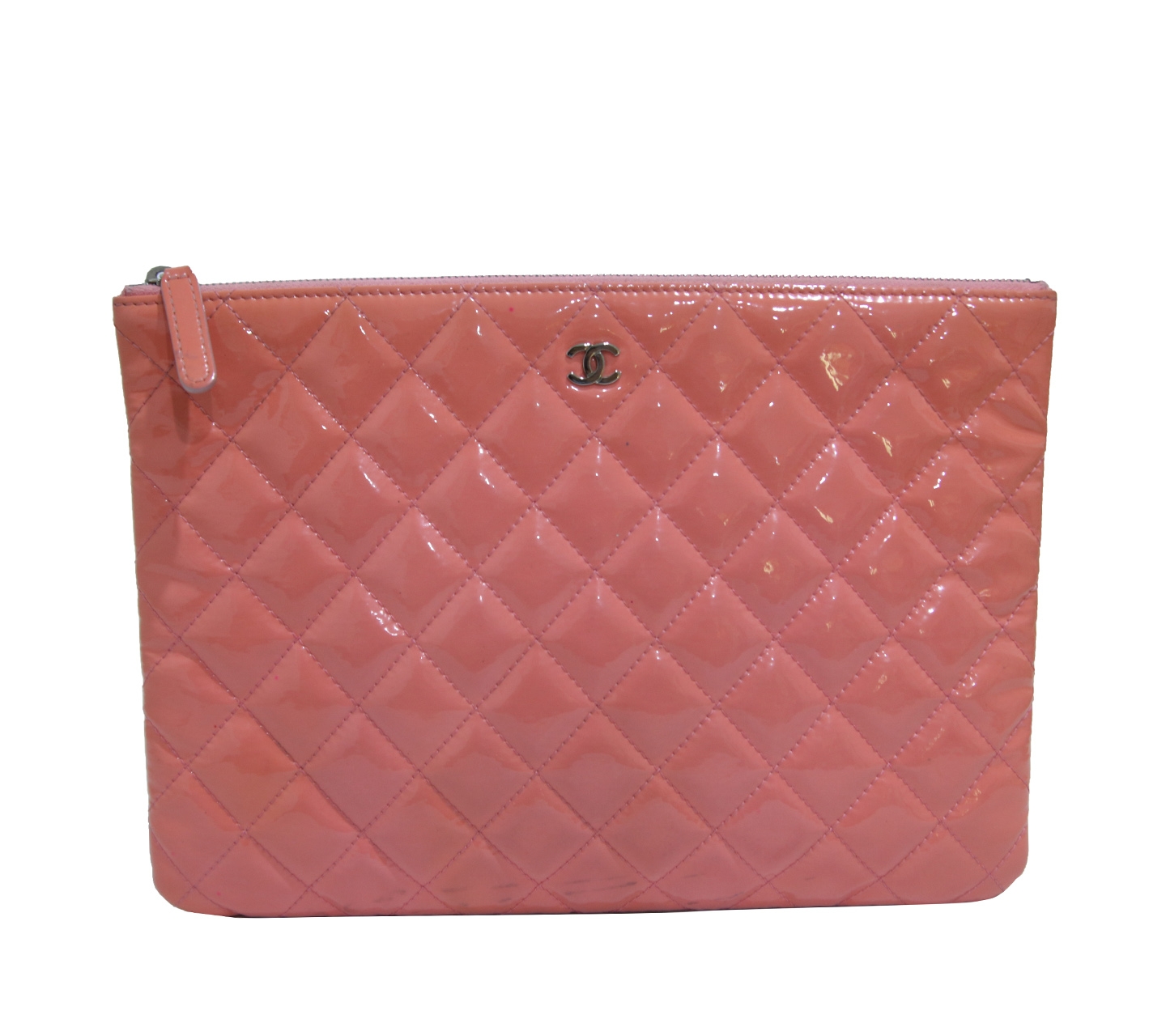 Chanel Pink Patent leather Quilted Pouch