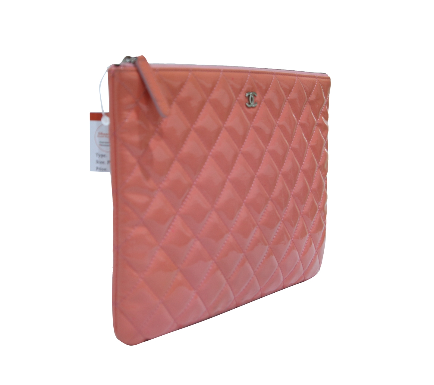 Chanel Pink Patent leather Quilted Pouch