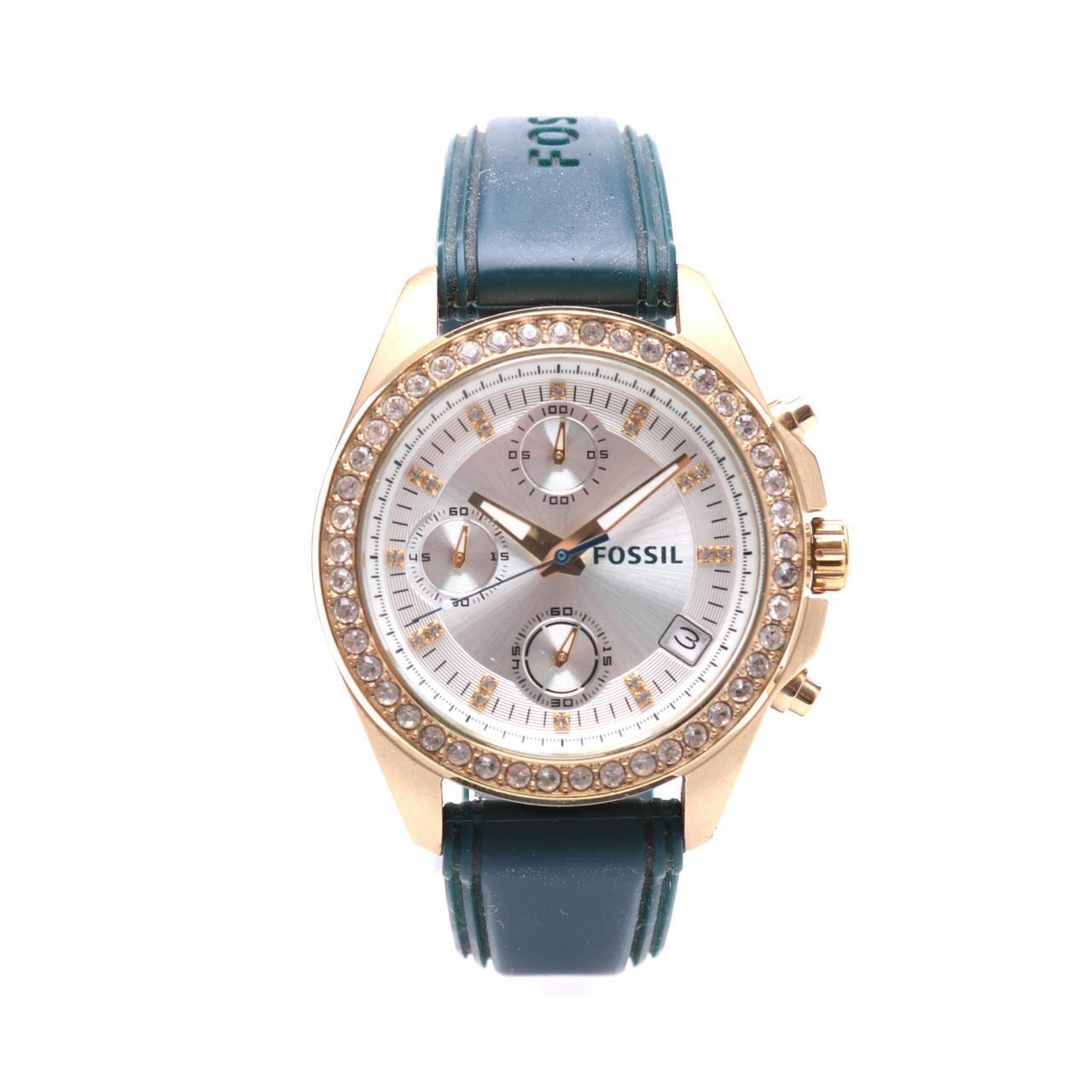 Fossil Chronograph Green Rubber Watch