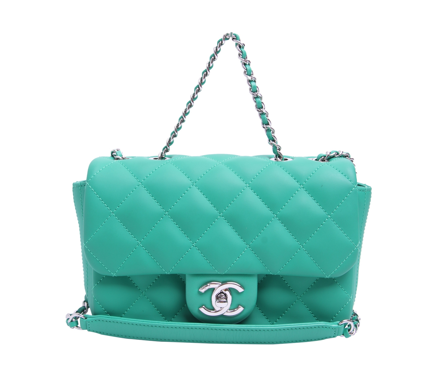 Chanel Green Quilted Flap Sling Bag