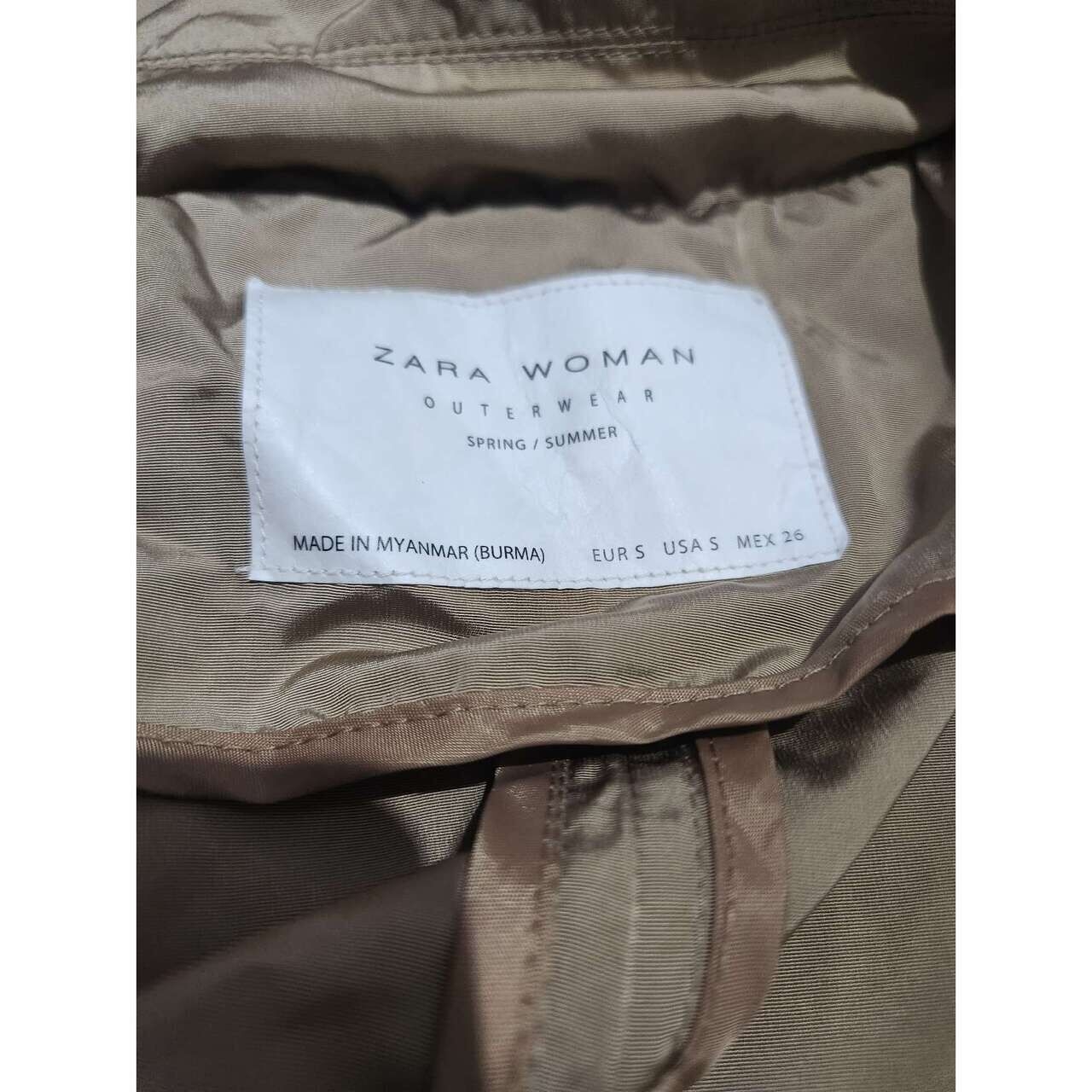 Zara Light Trench Coat Zip Up Hooded Mid Length Jacket