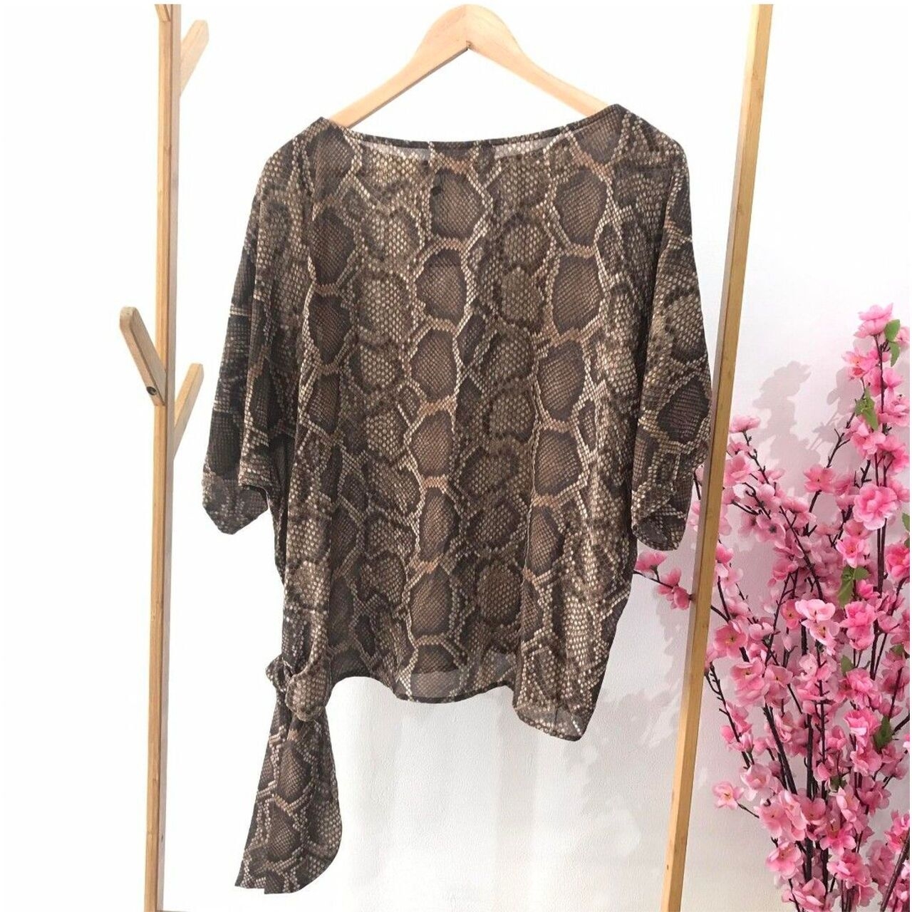 Michael Kors Brown Snake Print Blouse