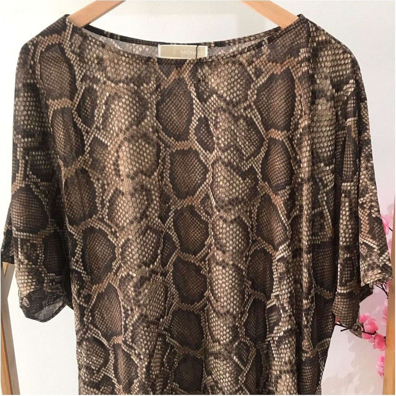 Michael Kors Brown Snake Print Blouse