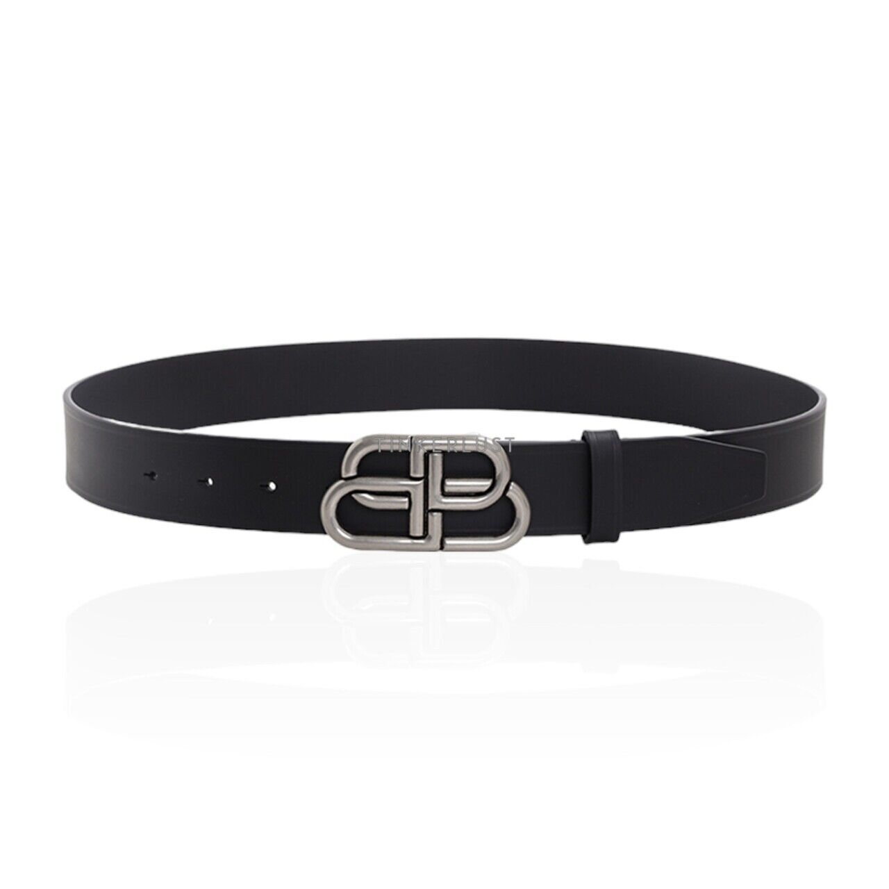 Balenciaga Large BB Buckle 3.5cm in Black Smooth Vegetable Leather SHW Belt