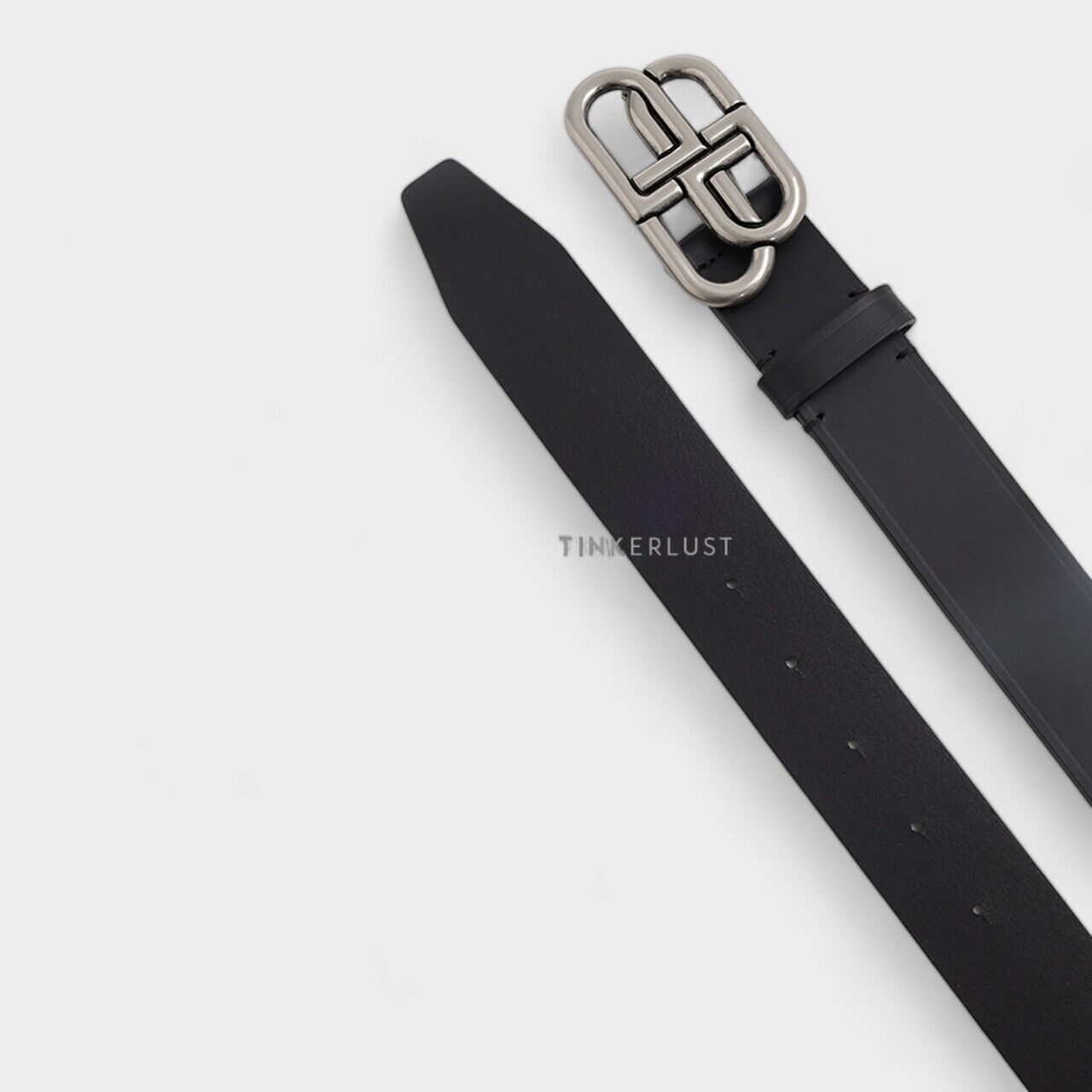 Balenciaga Large BB Buckle 3.5cm in Black Smooth Vegetable Leather SHW Belt