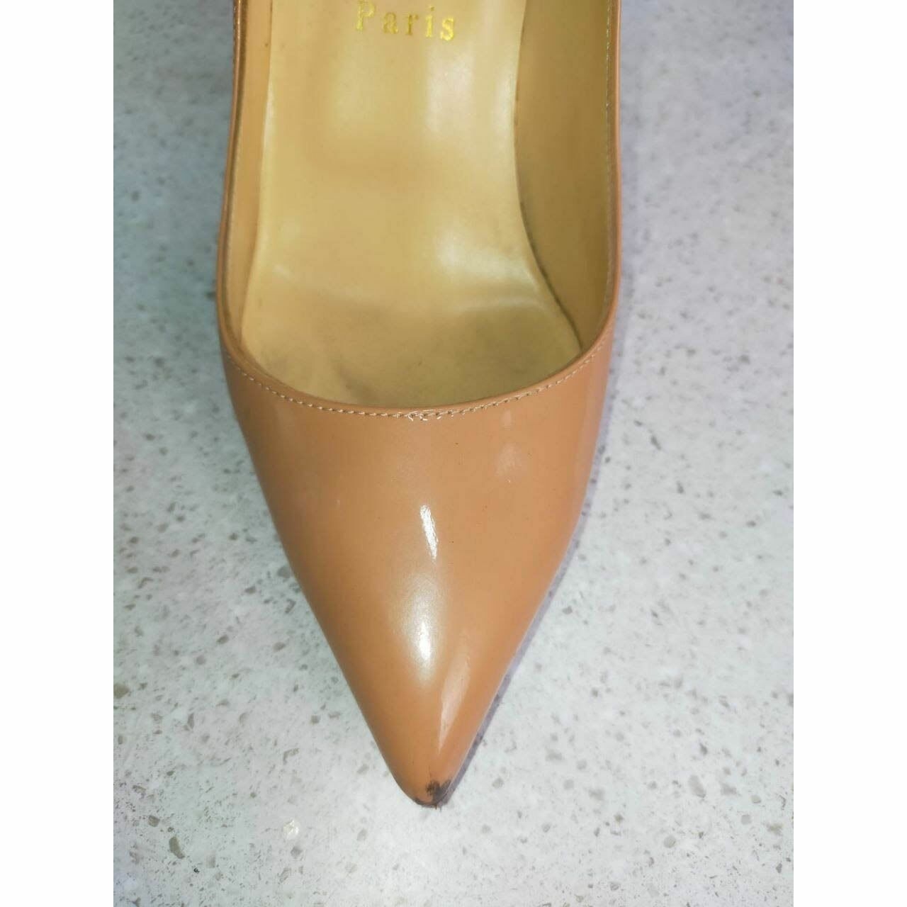 Christian Louboutin Pigalle 100mm Nude Patent Heels