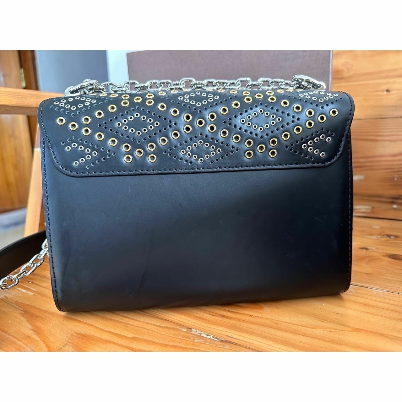 Louis Vuitton Black Leather Limited Edition Grommet Embellished Twist Bag