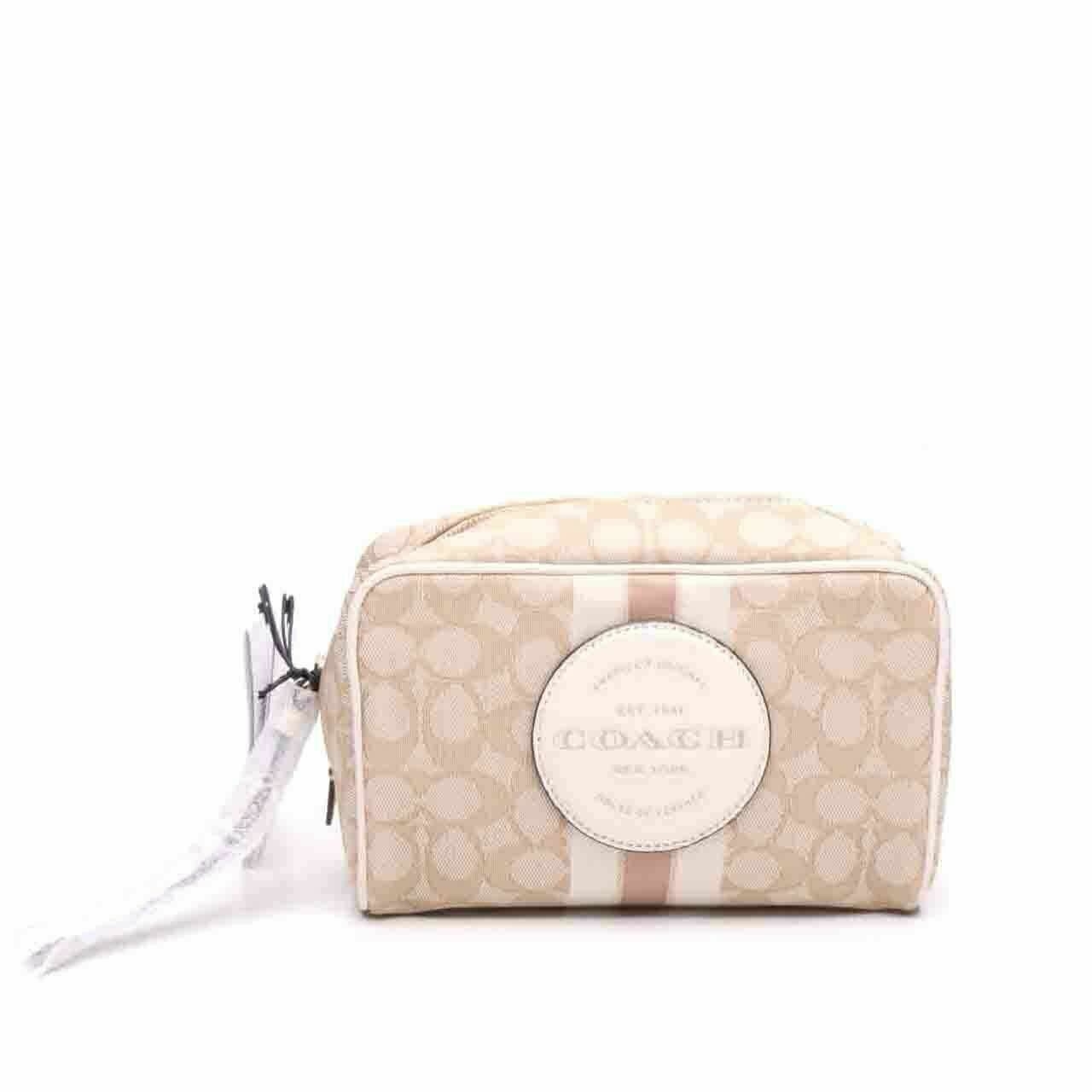 Coach C9119 Dempsey Boxy Cosmetic Case Signature Khaki Chalk Pouch