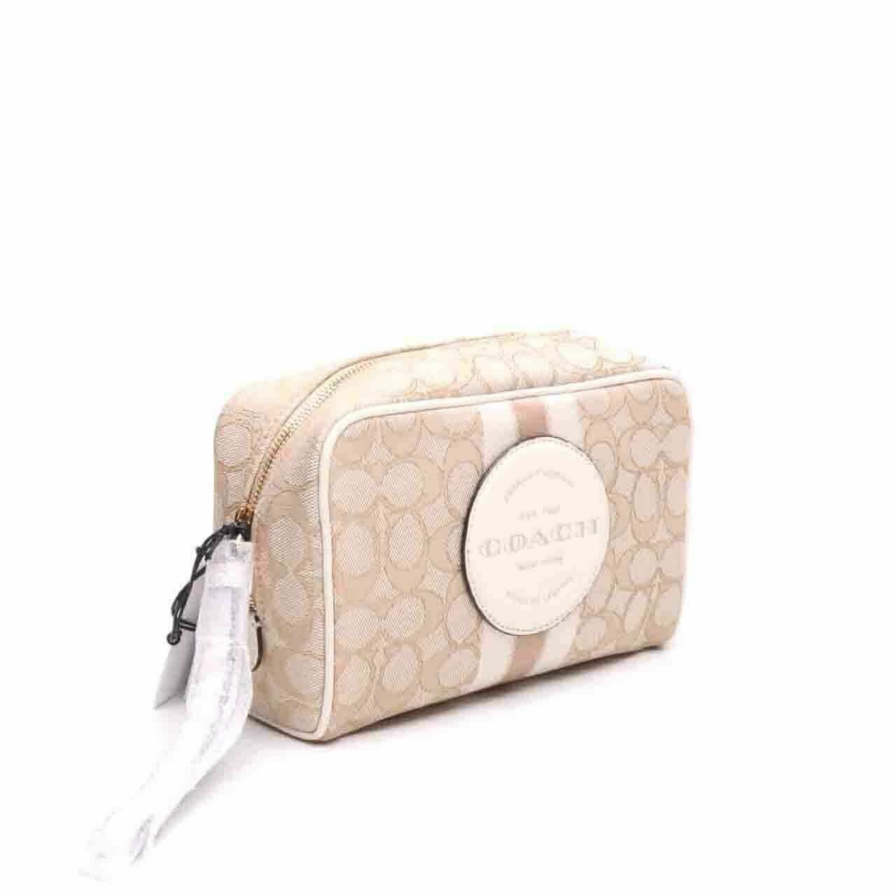 Coach C9119 Dempsey Boxy Cosmetic Case Signature Khaki Chalk Pouch