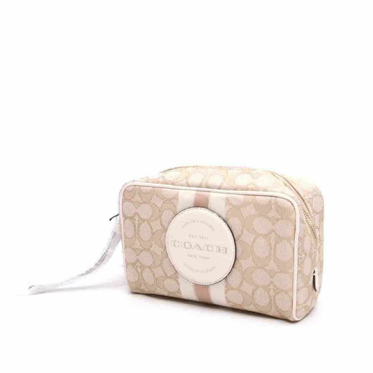 Coach C9119 Dempsey Boxy Cosmetic Case Signature Khaki Chalk Pouch