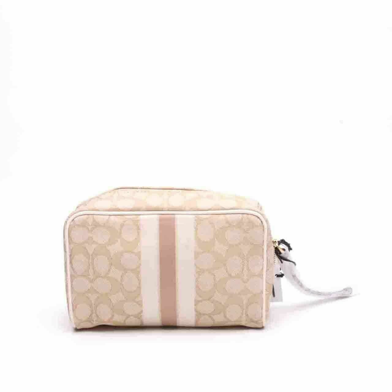 Coach C9119 Dempsey Boxy Cosmetic Case Signature Khaki Chalk Pouch