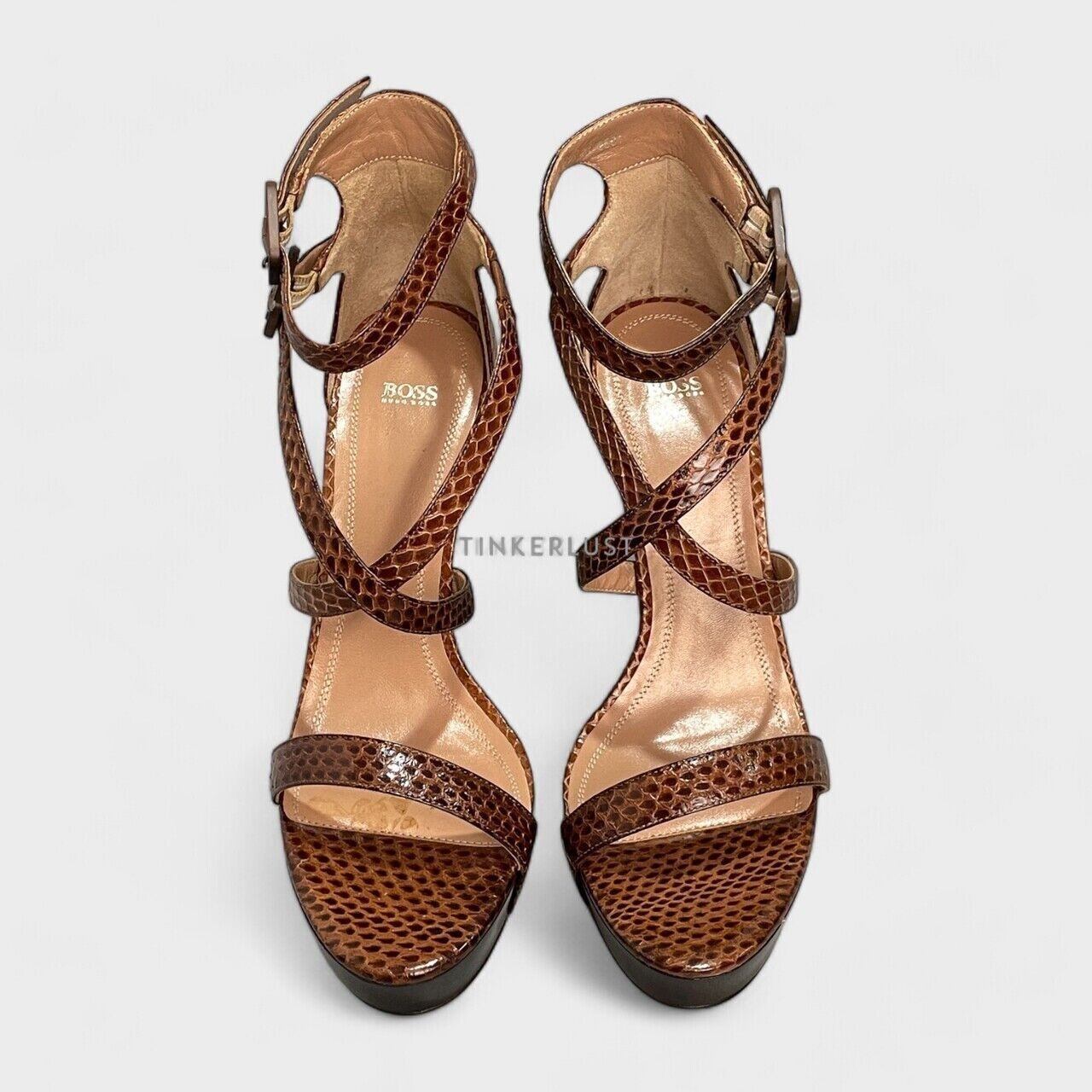 Hugo Boss Ankle Strap Brown Heels 