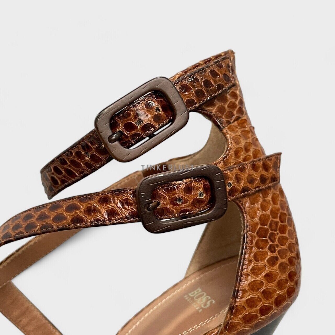 Hugo Boss Ankle Strap Brown Heels 