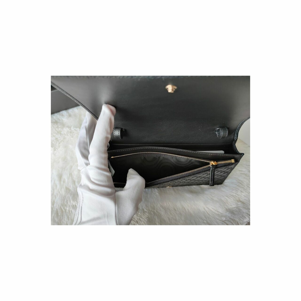  Gucci GG Embossed WOC Black Sling Bag