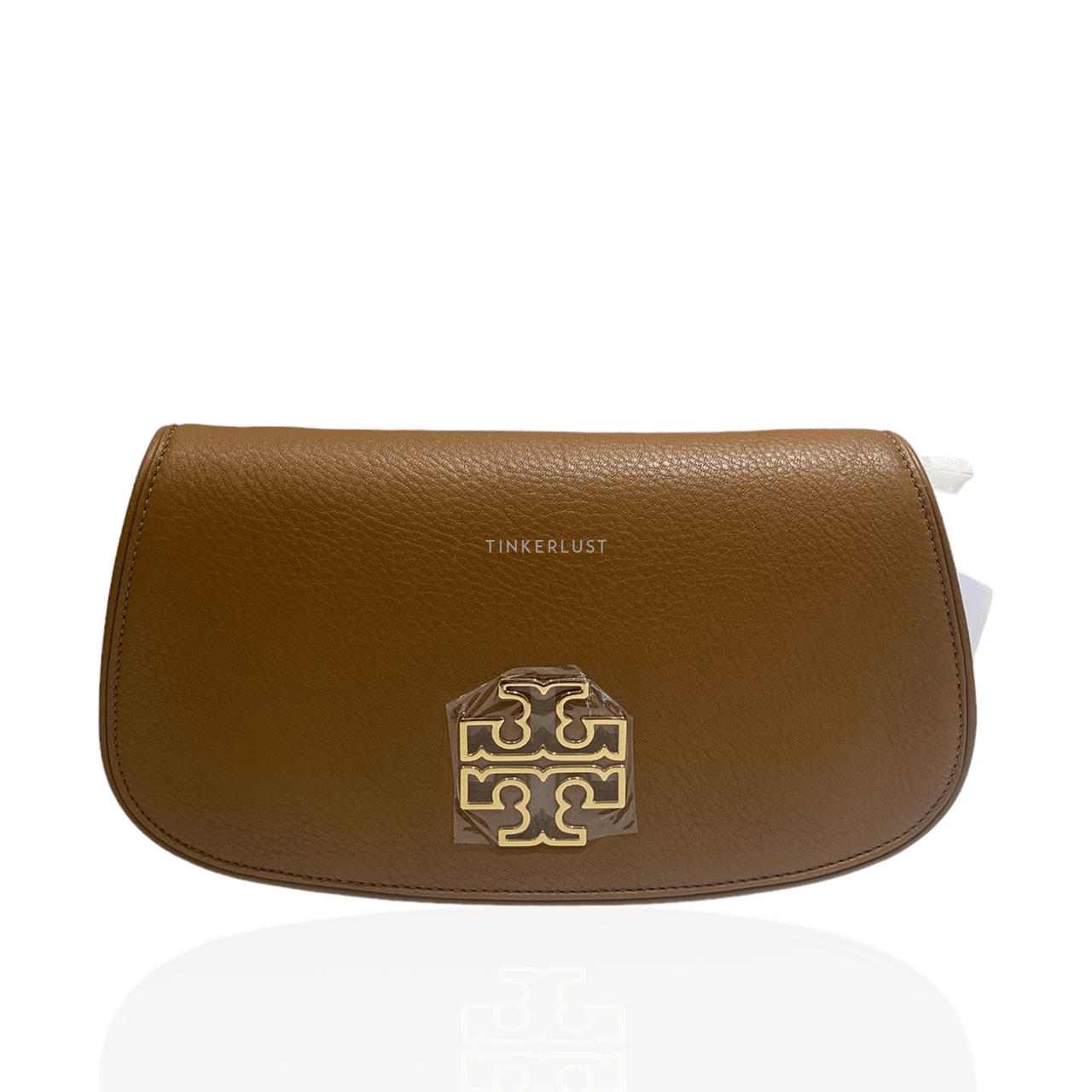 Tory Burch Britten Clutch Leather Brown GHW Sling Bag