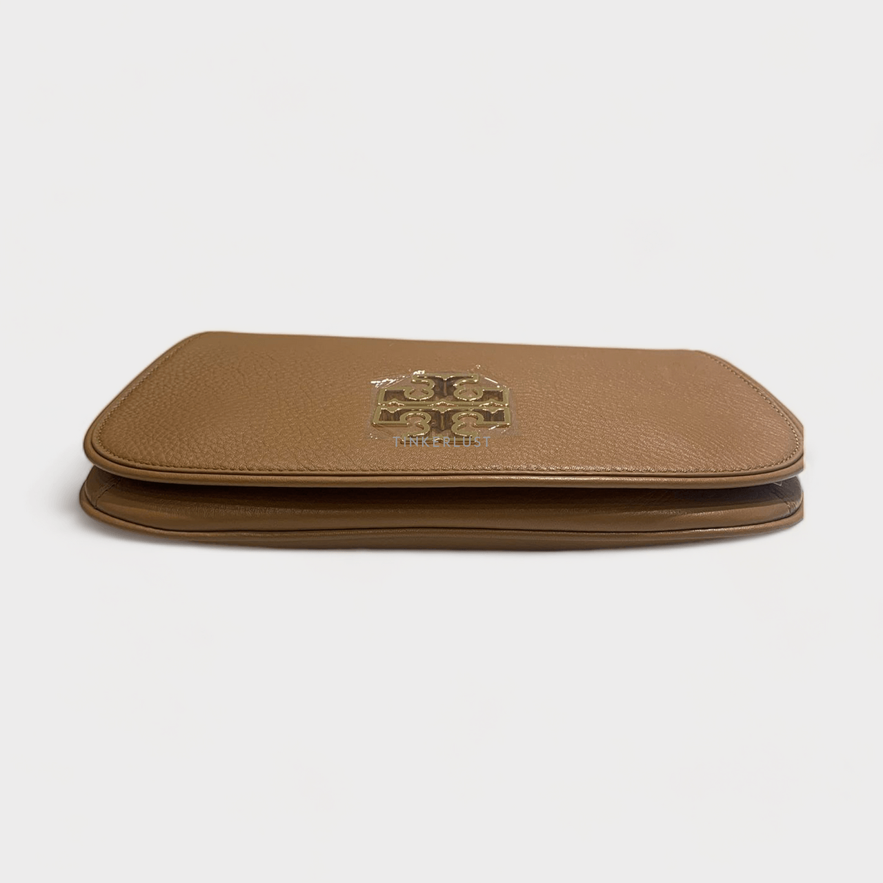 Tory Burch Britten Clutch Leather Brown GHW Sling Bag