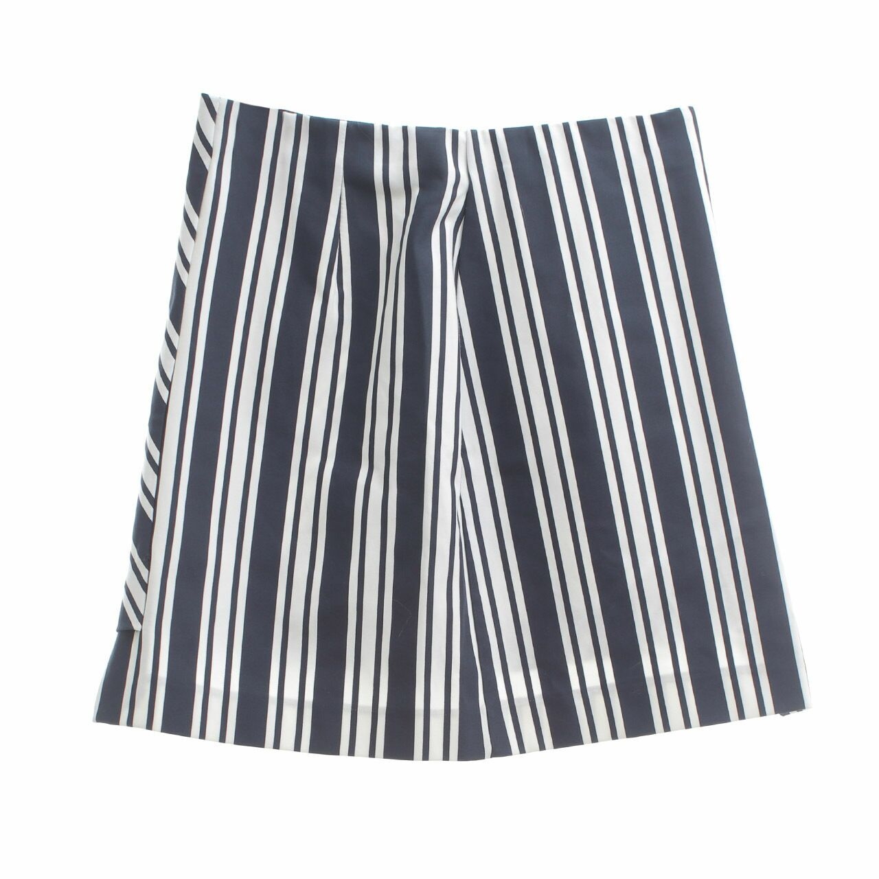 Zara White & Navy Stripes Mini Skirt