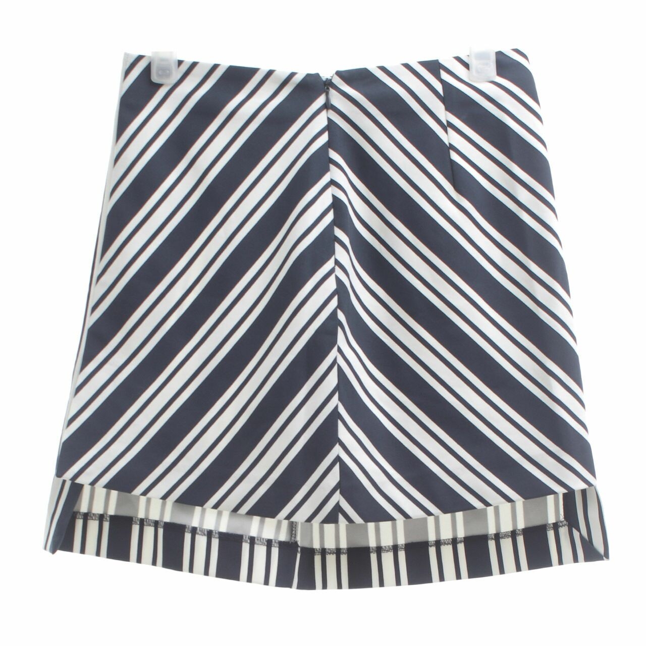 Zara White & Navy Stripes Mini Skirt