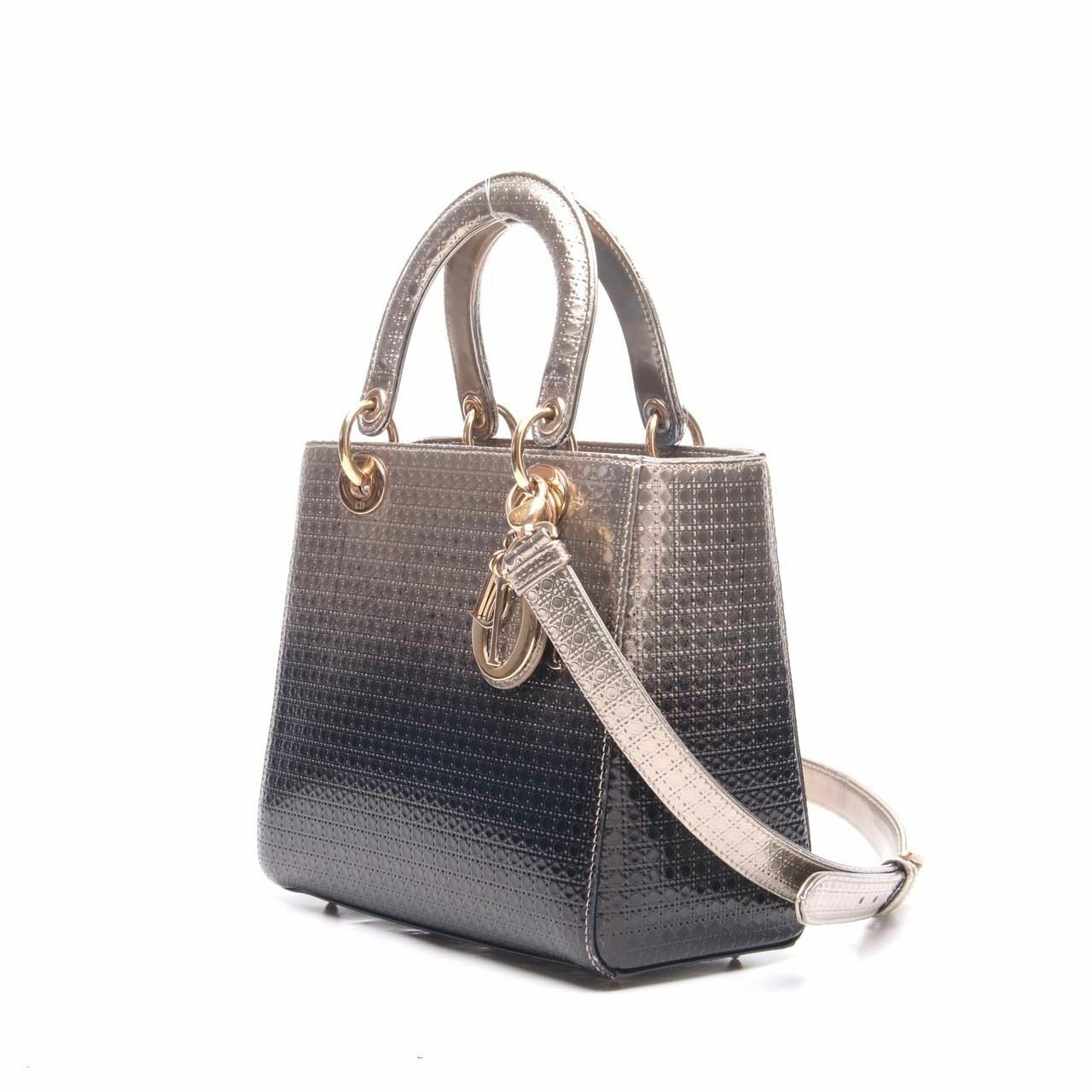 Dior Metallic Patent Micro-Cannage Gradient Medium Lady Dior Bronze