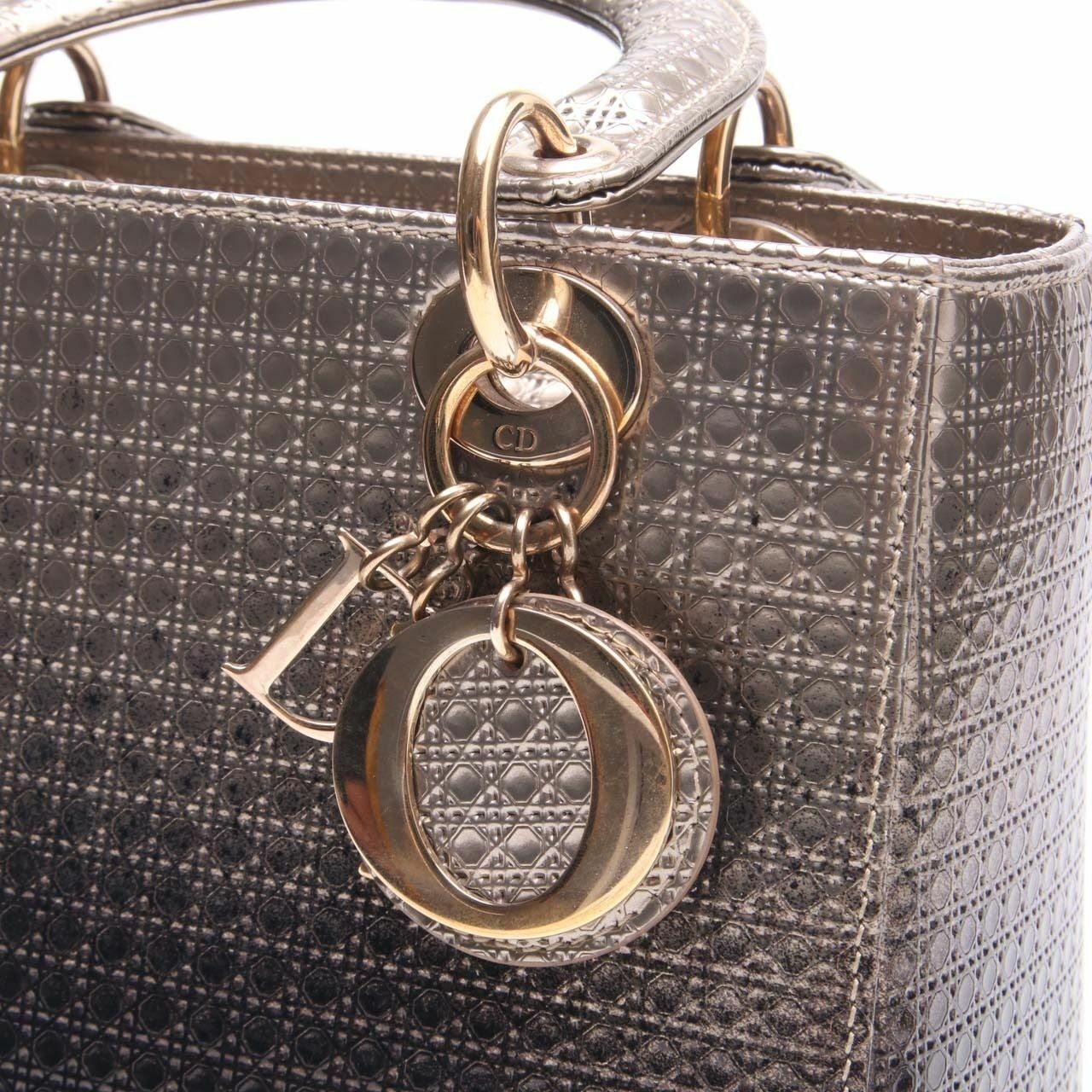 Dior Metallic Patent Micro-Cannage Gradient Medium Lady Dior Bronze