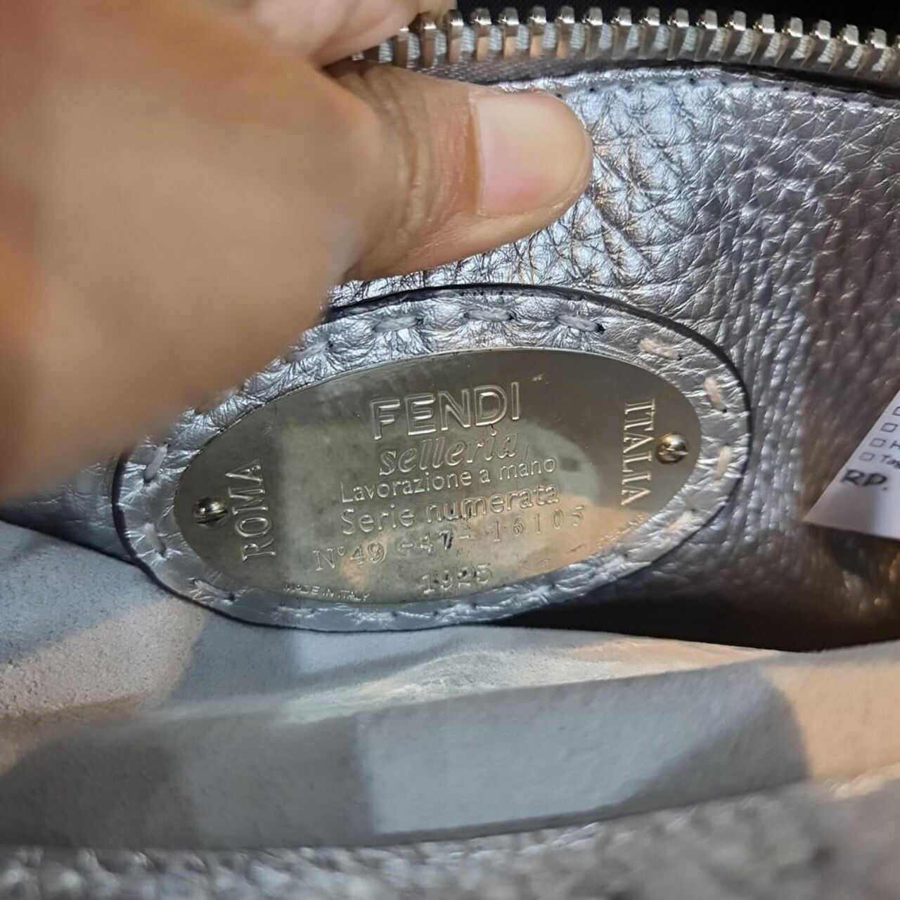 Fendi Peekaboo Selleria Medium Silver Handbag