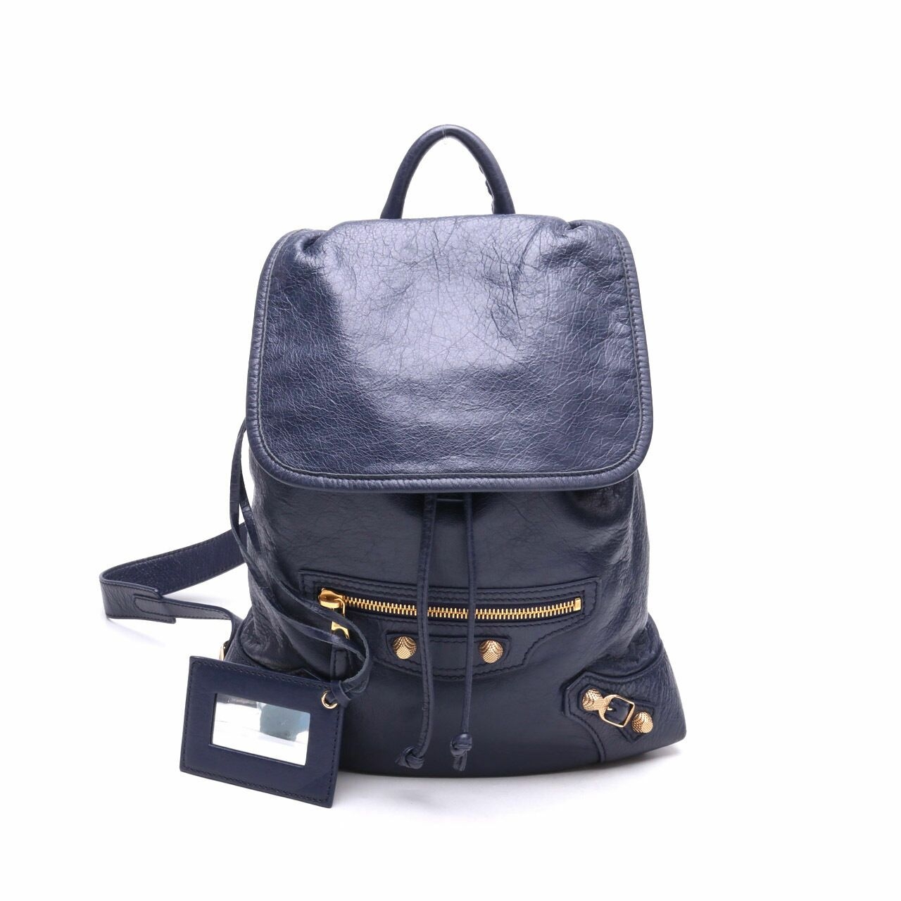 BALENCIAGA Lambskin GHW Small Traveler Backpack Navy